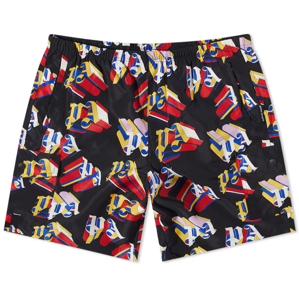 Palm Angels 3D Logo Swim Shorts for Men - Quick Dry Beach Swimwear with Mesh Lining - Perfect for Pool, Vacation & Summer Water Activities