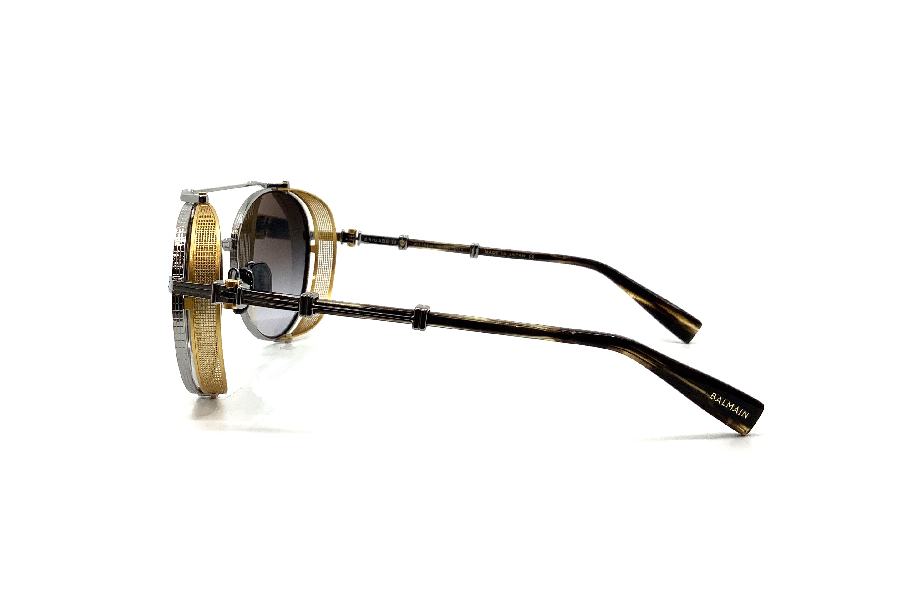 Balmain Brigade II Sunglasses - Silver/Tortoiseshell Frame for Women & Men | UV Protection, Fashion Accessory for Outdoor, Beach & Driving