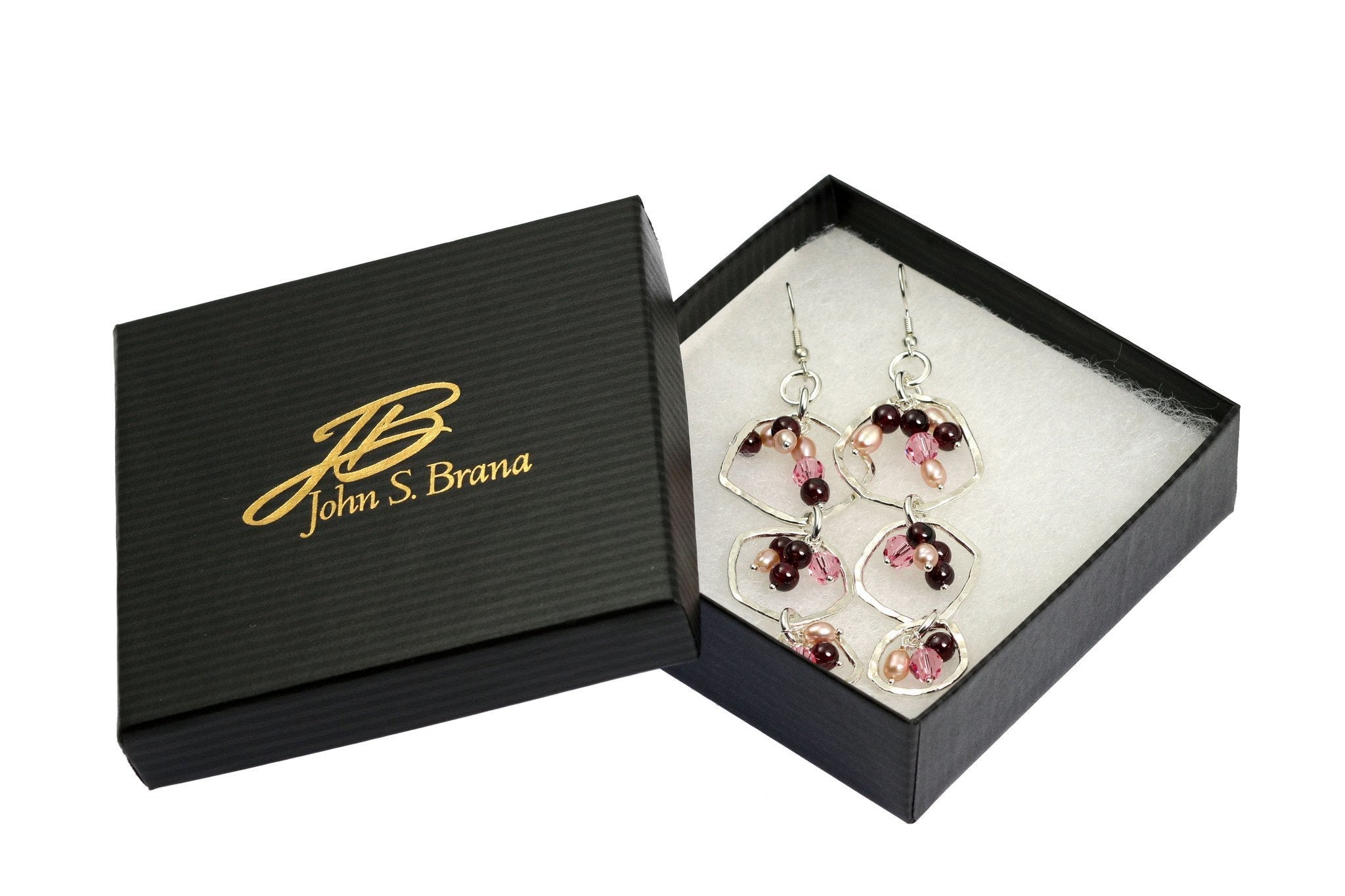 Handmade Hammered Fine Silver Earrings with Garnet & Freshwater Pearl Accents | Boho Chic Jewelry for Women | Perfect for Weddings, Parties & Everyday Wear