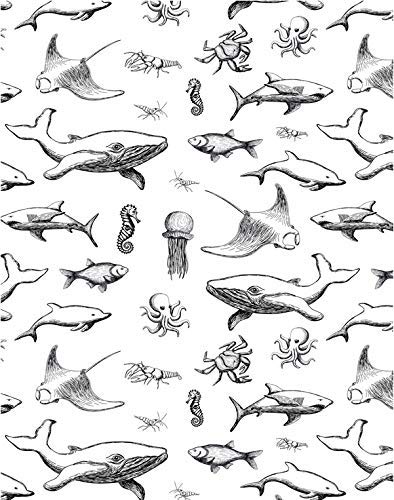 Ceramic Decals - Ocean Fish Design (Black, 19 x 13 Inch) for DIY Pottery, Mugs & Tile Art - Perfect for Home Decor & Craft Projects
