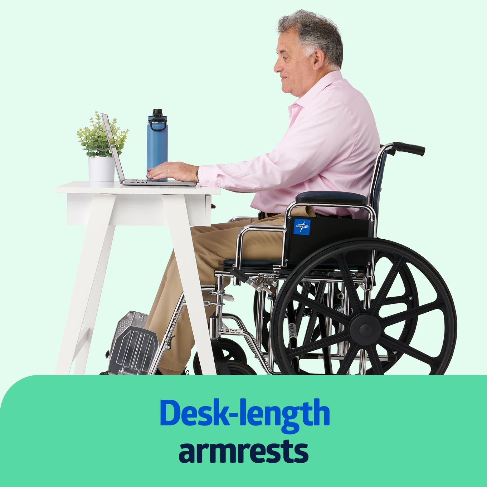 Medline Excel Extra-Wide Bariatric Wheelchair for Heavy Duty Adults & Seniors - 24