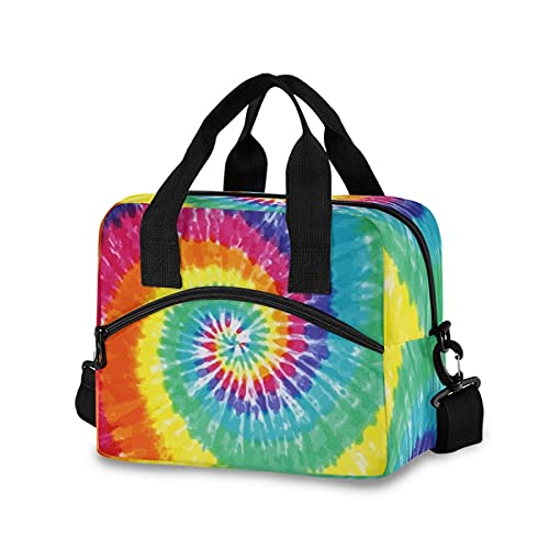 TropicalLife Insulated Lunch Bag - Large Reusable Cooler Tote with Adjustable Shoulder Strap | Colorful Tie Dye Rainbow Design for Women, Men & Kids | Perfect for Work, School, Picnics & Outdoor Activities
