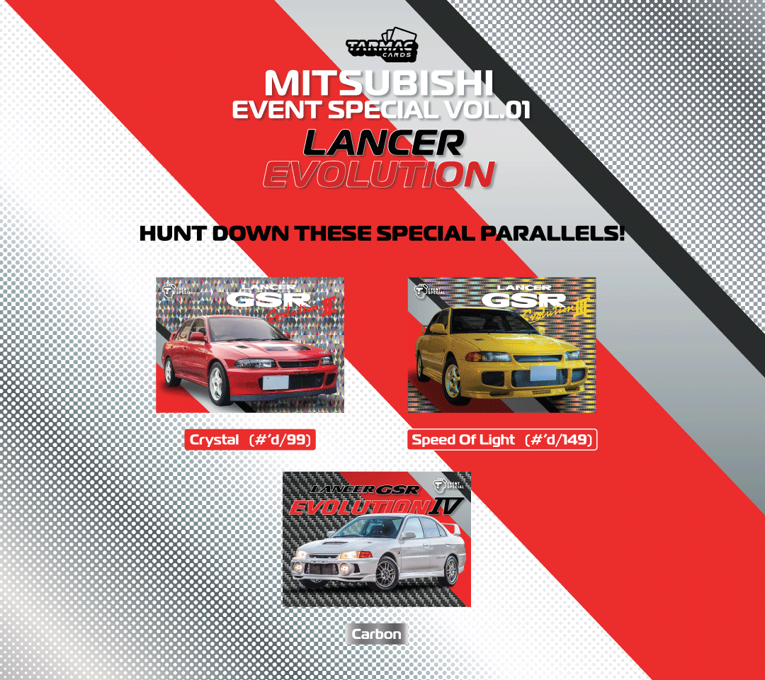 Mitsubishi Lancer Evolution Tarmac Cards - Collectible Trading Card Pack for Car Enthusiasts | Perfect for Events, Gifts & Display Collections