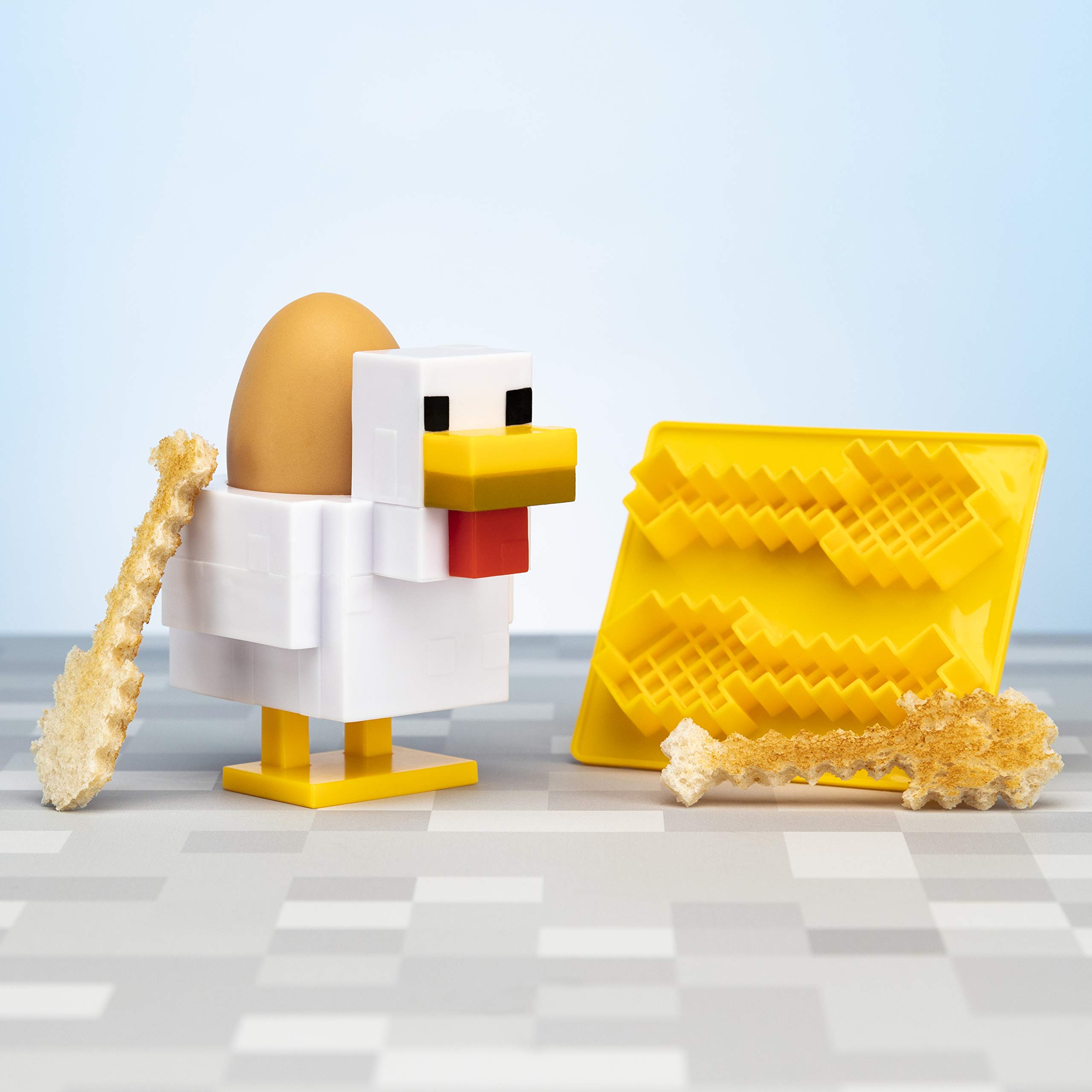 Minecraft Chicken Egg Cup and Toast Cutter Set - 100ml Plastic Kitchen Gadget for Kids Breakfast - Perfect for Minecraft Fans, Egg Cups, Toast Shapes & Fun Breakfast Ideas