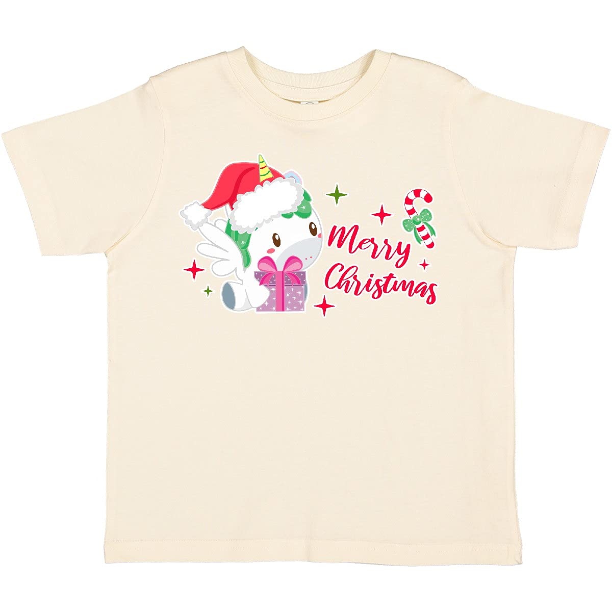 Inktastic Merry Christmas with Alicorn & Candy Cane Toddler T-Shirt | Cute Holiday Outfit for Kids | Christmas Party & Family Photo Outfit