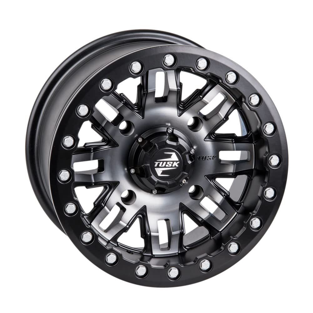 4/137 Tusk Teton Beadlock Wheel 14x7 4.0 + 3.0 Gun Metal/Black - Compatible with 2019 Textron Havoc UTV - Durable Off-Road Wheels for Trail Riding & Mud Adventures
