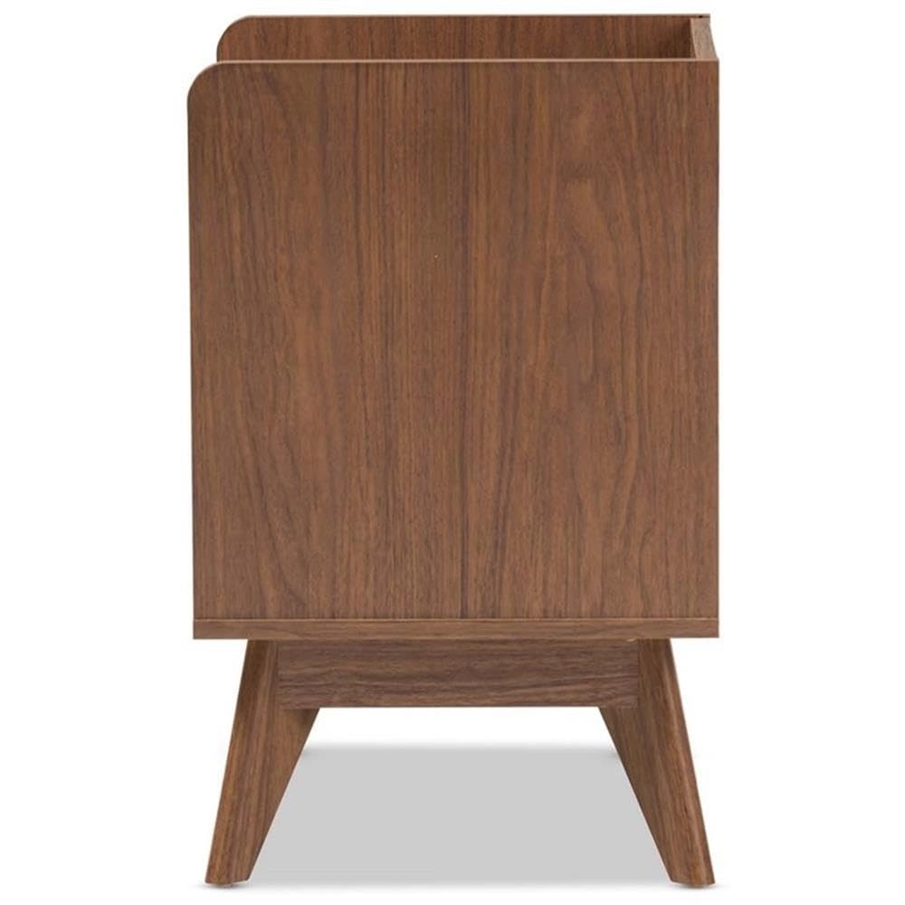 BOWERY HILL Modern 3-Drawer Nightstand - White & Walnut Finish Bedside Table for Bedroom, Living Room, or Guest Room - Compact Storage Solution with Smooth Gliding Drawers