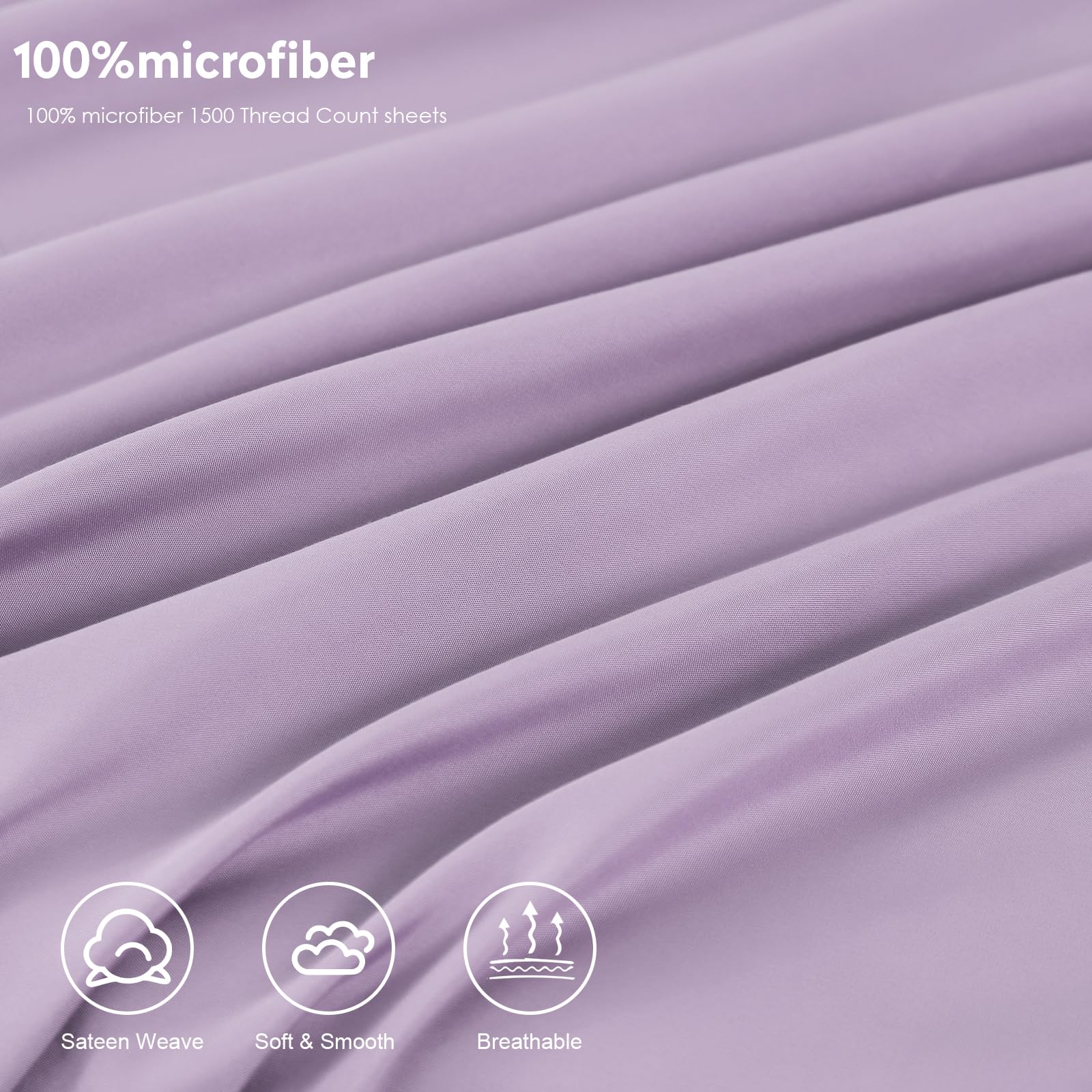 Toodou Soft Silky Touch Lavender Twin Fitted Sheet - Breathable, Wrinkle & Fade Resistant Mattress Cover - Most Comfortable & Luxurious Bedding for Guest Rooms, Dorms & Cozy Home Decor