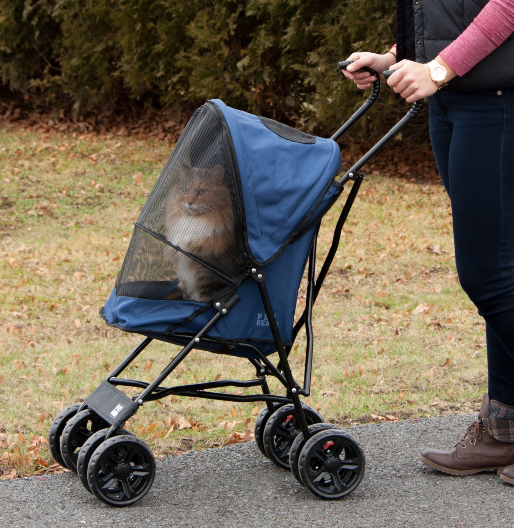 Pet Gear Travel Lite Plus Stroller - Compact & Easy Fold Pet Stroller for Small Dogs & Cats up to 15lbs, No Assembly Required with Large Wheels (3 Colors) - Perfect for Outdoor Walks, Park Visits & Vet Trips