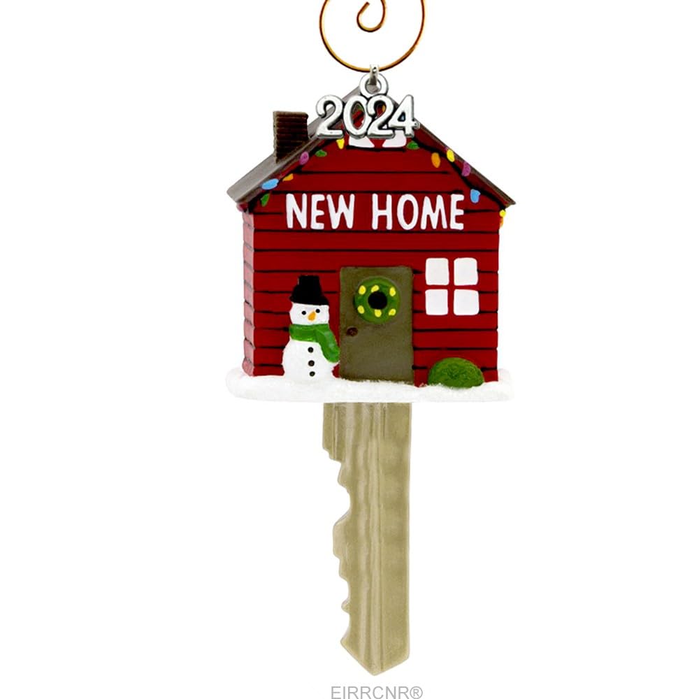 2024 Hand Painted Resin Home Key Ornament - First Home Gift, Christmas Tree Keepsake for New Homeowners, Housewarming & Moving in Together - Perfect for New House Decor, Holiday Decorations & Anniversary Gifts