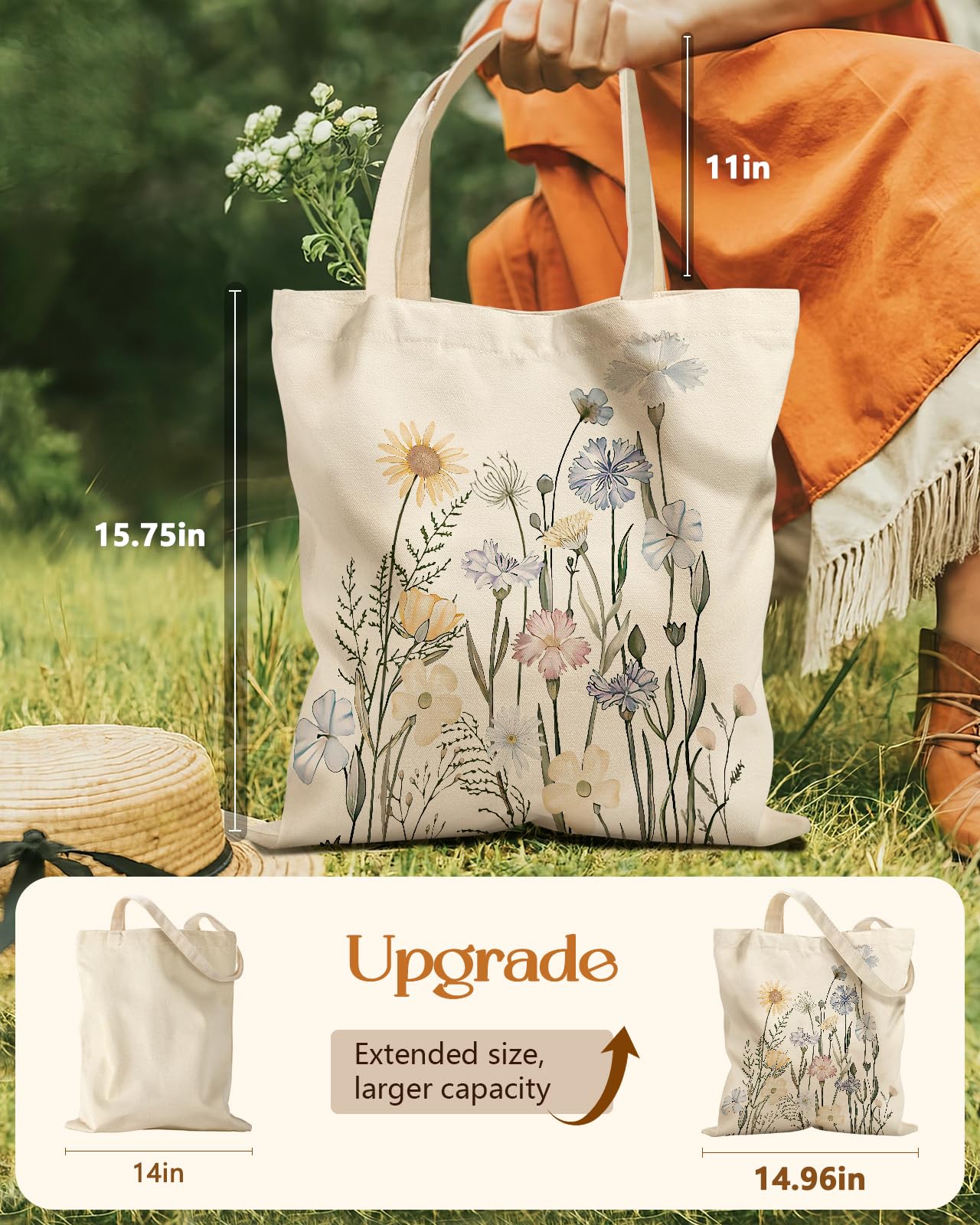 Stylish Canvas Tote Bag for Women - Magnetic Buckle & Zipper Pocket | Perfect for Work & Shopping