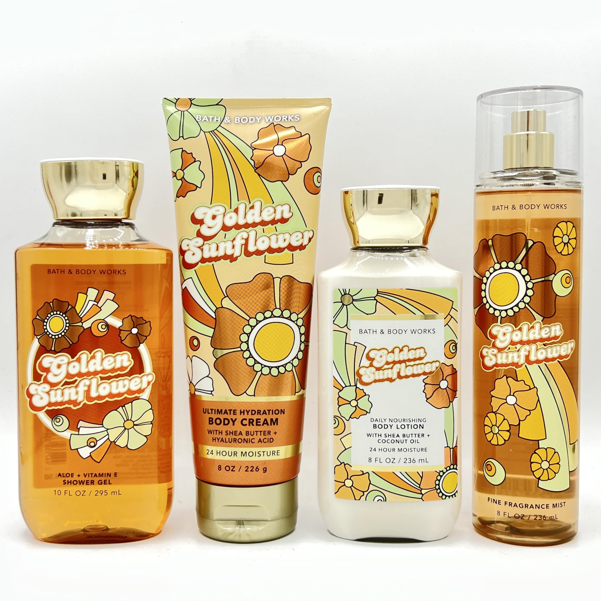 Golden Sunflower 3-Piece Bath & Body Set - Hydrating Shower Gel, Nourishing Body Lotion, Fragrance Mist | Moisturizing Skincare Routine for Dry Skin | Perfect for Daily Use, Gifts & Self-Care