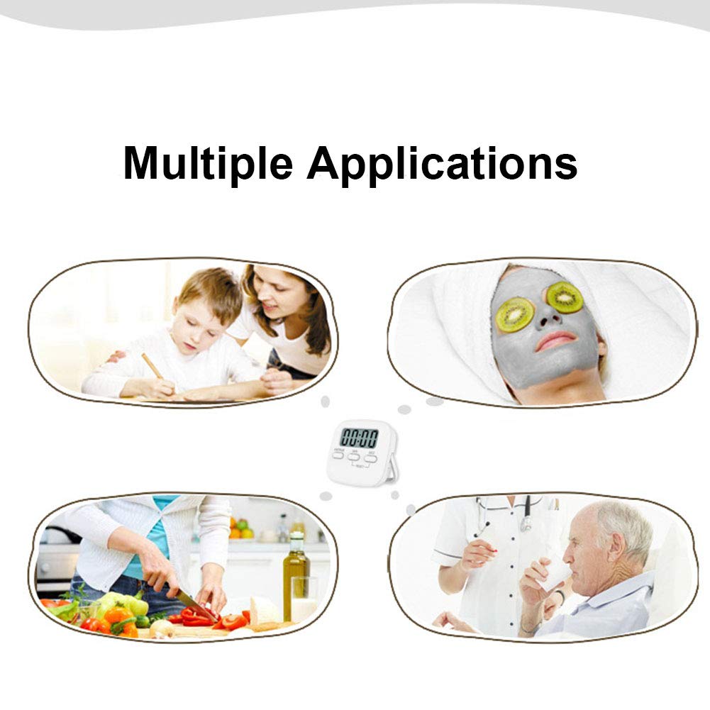 INRIGOROUS Digital Kitchen Timer with Magnetic Back, Loud Alarm & Big Display - Countdown Stopwatch for Cooking, Baking, Shower, Classroom, Kids & Teachers (White) - Perfect for Meal Prep, Gym Workouts & Time Management