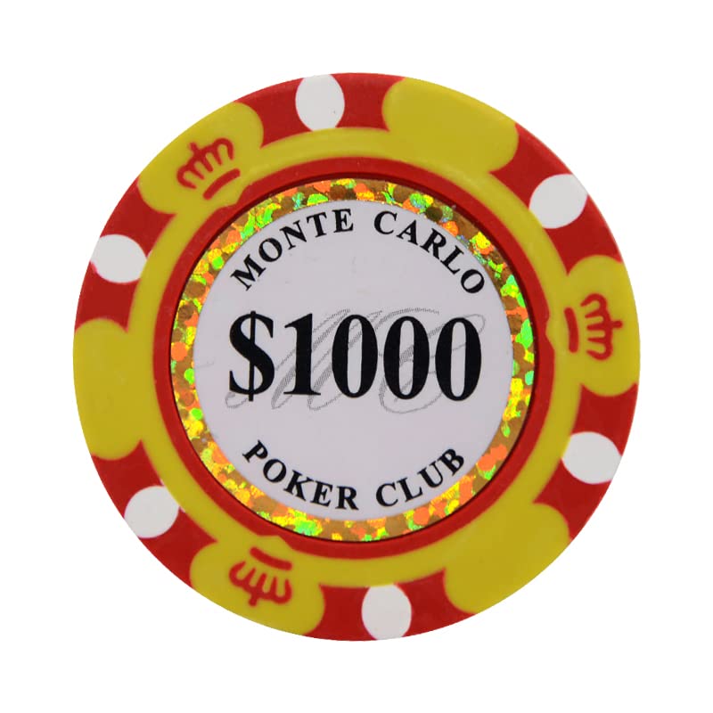 Premium 14 Gram Clay Poker Chips - Monte Carlo Style (Pack of 50) for Casino Nights, Poker Tournaments & Home Game Nights