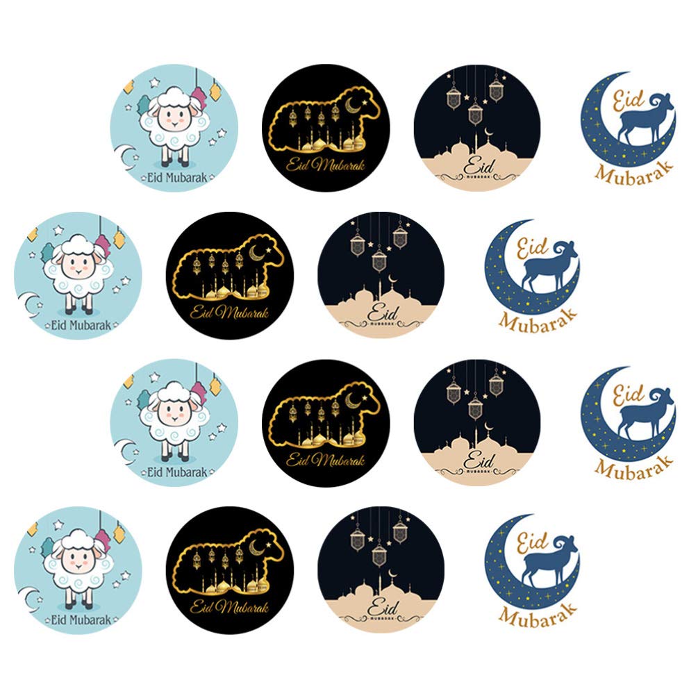 VALICLUD 16 Sheets Moon Stickers - Eid Mubarak & Ramadan Decorative Labels for Envelope Sealing, Gift Wrapping, Cookies - Perfect for Islamic Muslim Party Supplies & Holiday Celebrations