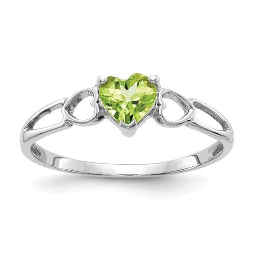 10K Gold Peridot Birthstone Ring for Women - August Birthstone Jewelry Gift for Mom, Sister, Wife - Elegant Polished Green Gemstone Ring for Everyday Wear & Special Occasions