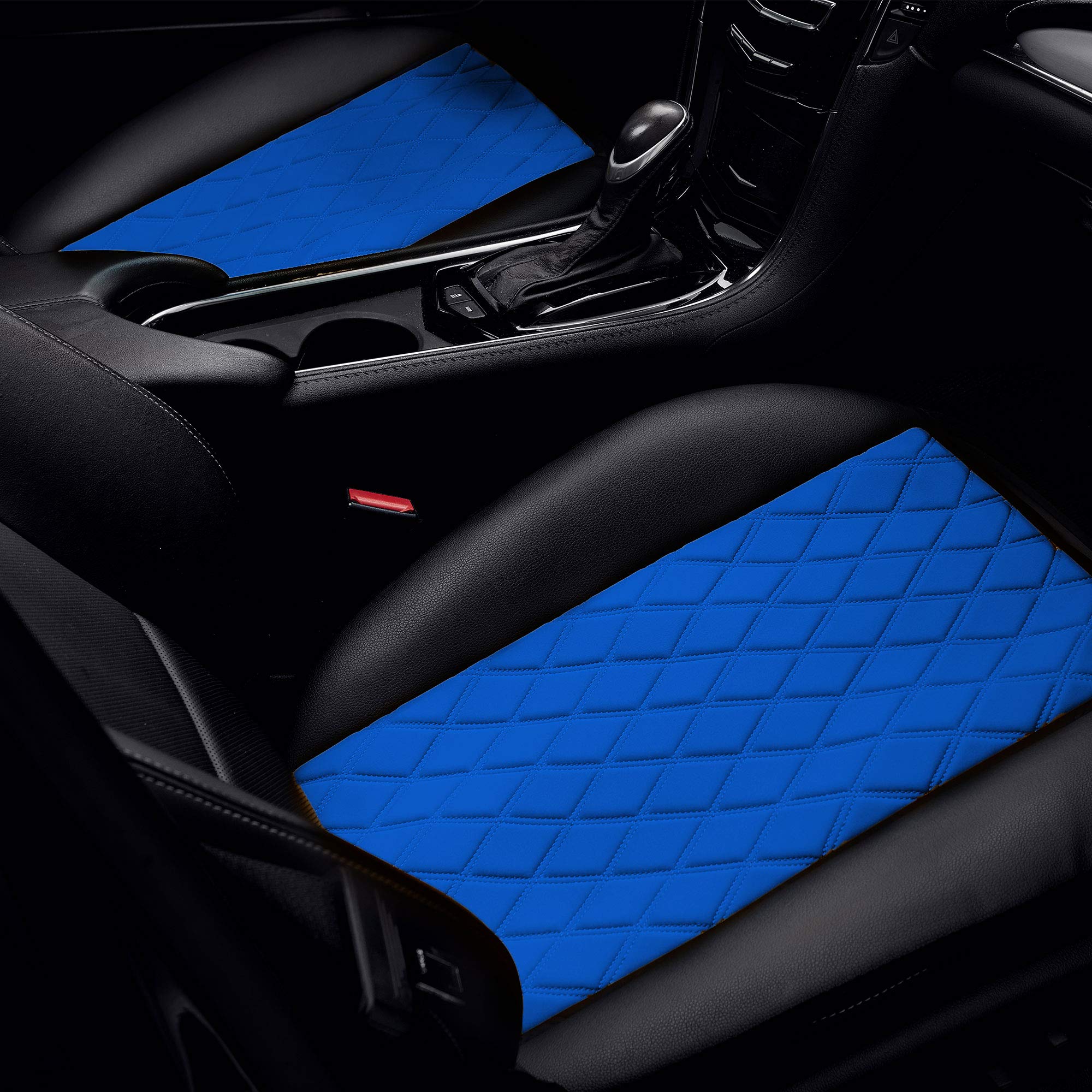 FH Group 2-Pack Faux Leather Car Seat Covers - Universal Fit Waterproof Seat Protectors for Cars, Trucks & SUVs | Comfortable Driving & Travel Accessories | Front Set in Blue