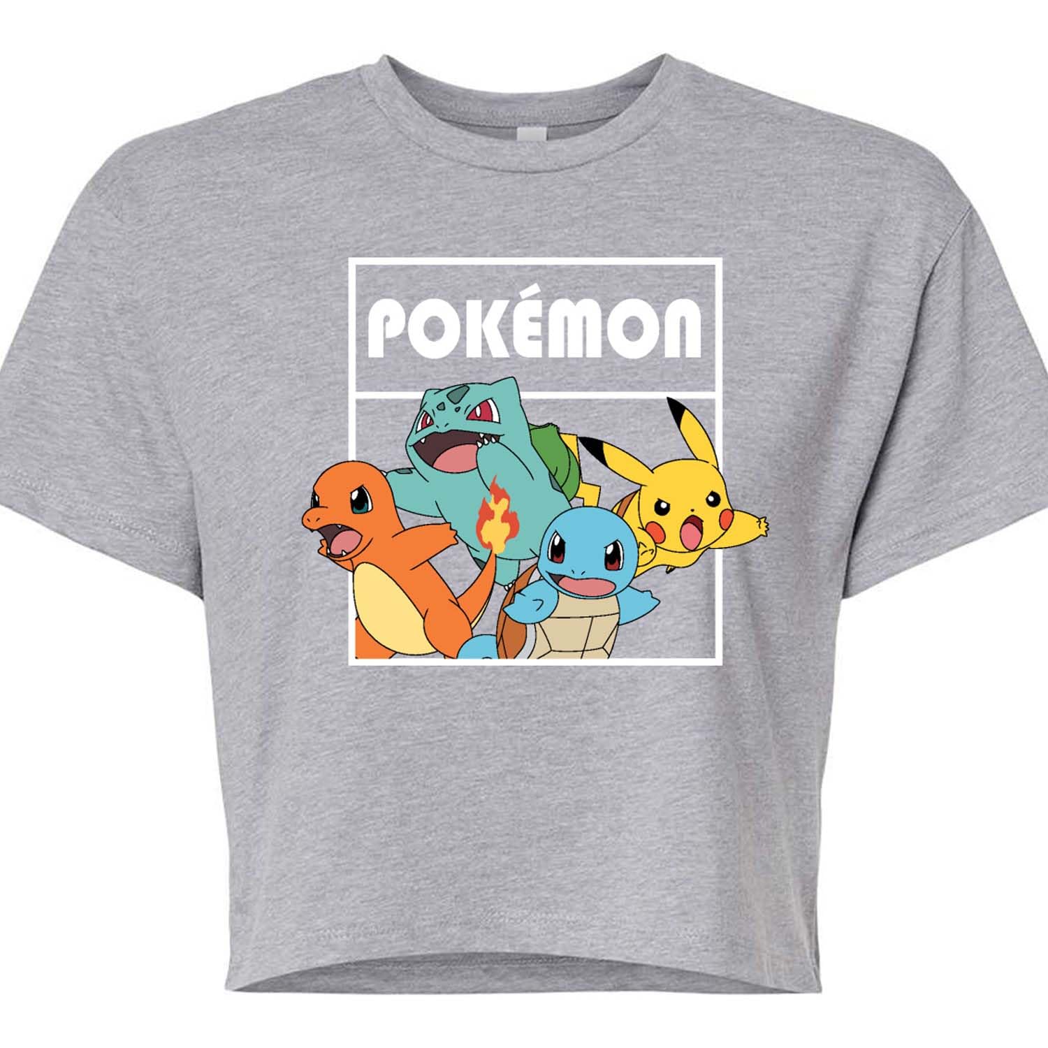 HYBRID APPAREL Pokémon Team Juniors Cropped Cotton Blend T-Shirt | Cute Graphic Tee for Girls | Casual Wear, Cosplay & Anime Outfits