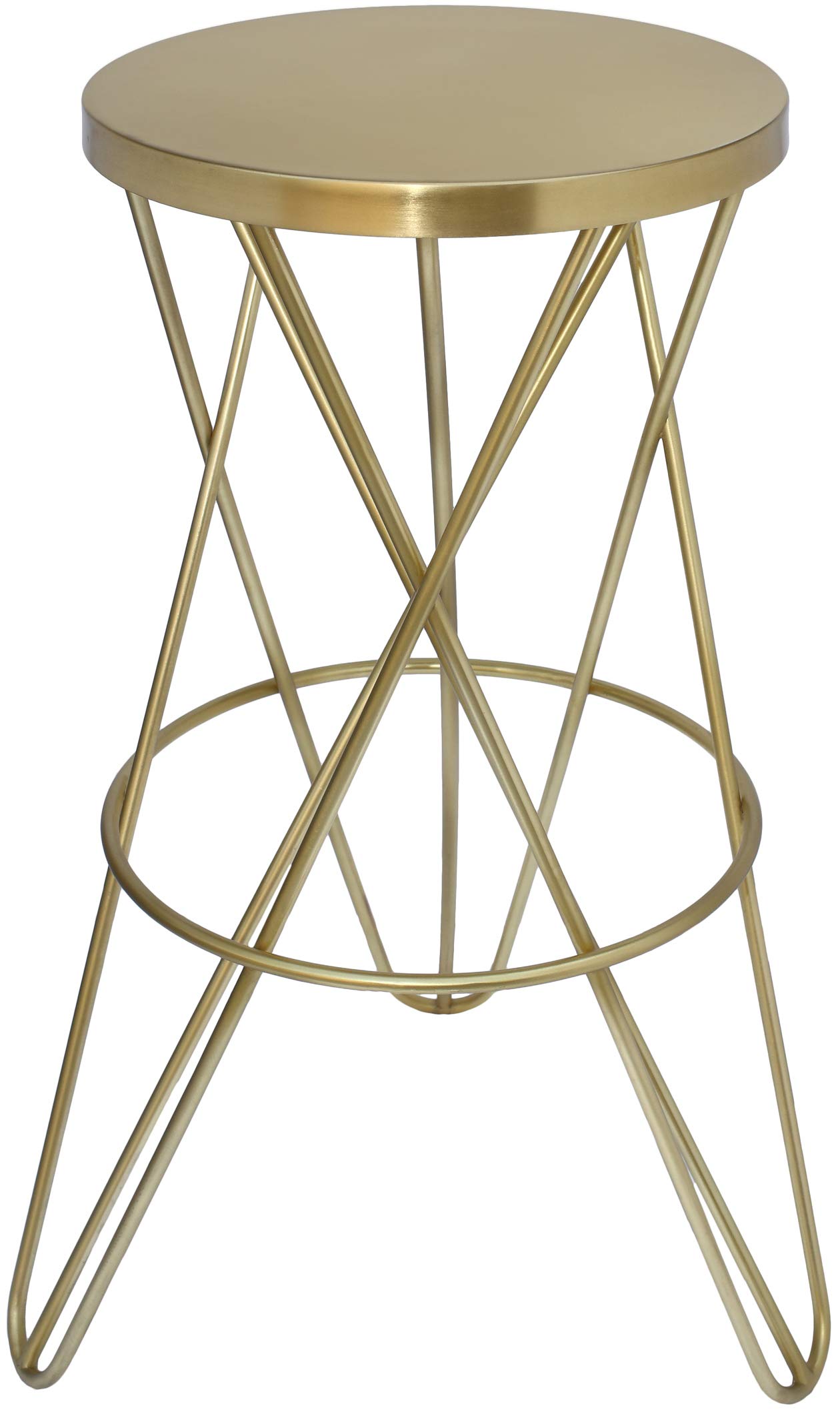 Meridian Furniture 946Gold Mercury Collection - Modern Iron Bar Stool with Brushed Gold Finish | Contemporary Home & Kitchen Bar Seating for Dining Room, Kitchen Island & Pub Counter