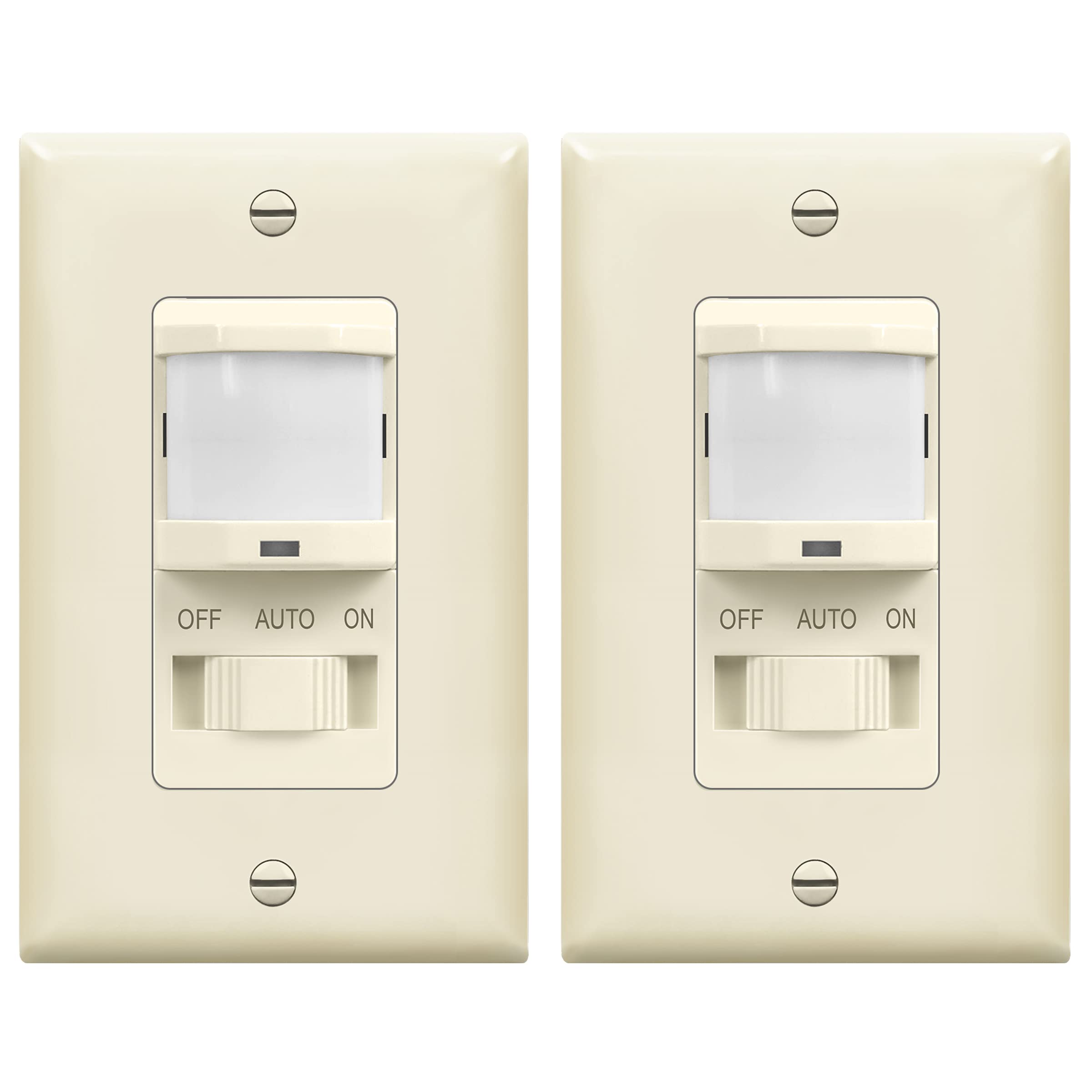TOPGREENER Motion Sensor Light Switch with Adjustable Time Delay - No Neutral Wire Required, PIR Occupancy Sensor Switch for LED/CFL (250W, 4A), Single Pole, 1/4HP, Light Almond (TSOS5-KM-LA) - Perfect for Hallways, Closets, Staircases & Energy-Efficient Home Automation