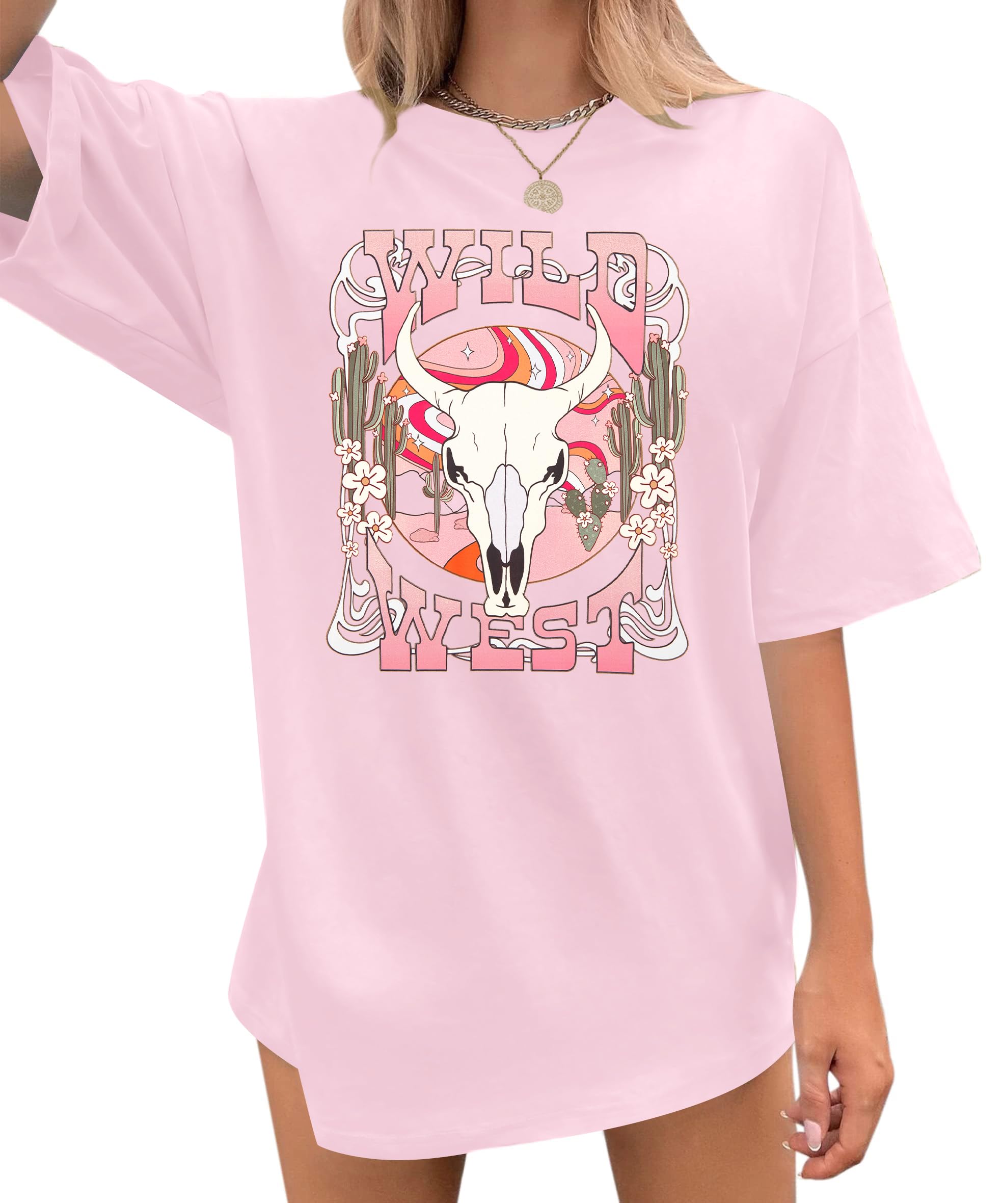 Western Shirts for Women - Wild West T-Shirt, Cowgirl Outfits, Oversized Country Music Concert Tee | Perfect for Rodeo, Music Festivals & Western Style Fashion