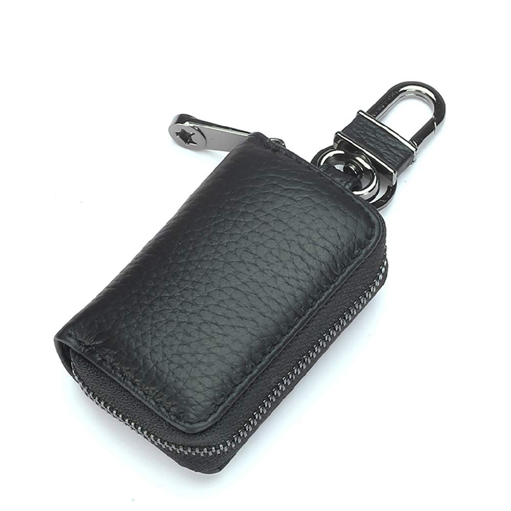 Genuine Leather Key Case Holder - Car Key Fob Protector Cover with Zipper for Remote Keys | Perfect for Car, Truck & SUV Key Organization and Protection