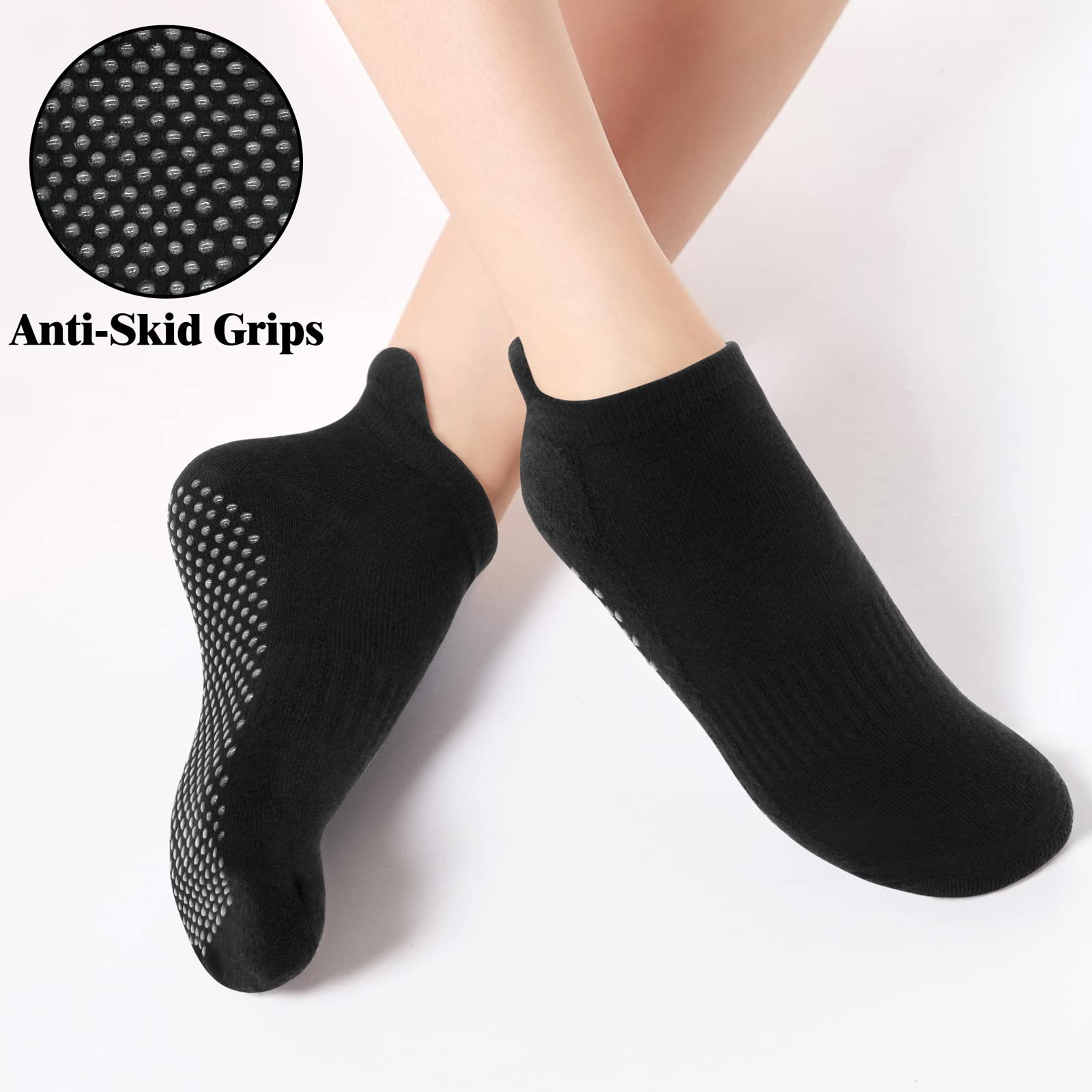 Non-Slip Grip Socks for Women - Cotton Ankle Socks with Anti-Skid Dots for Pilates, Barre, Yoga & Hospital Use - Perfect for Workouts, Dance & Medical Professionals