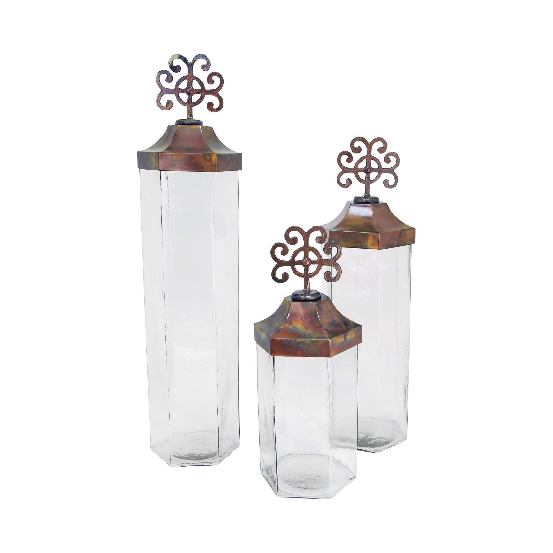 Pomeroy Tejas Set of 3 Glass Jars with Airtight Lids - Perfect for Kitchen Storage, Pantry Organization, and Meal Prep Containers
