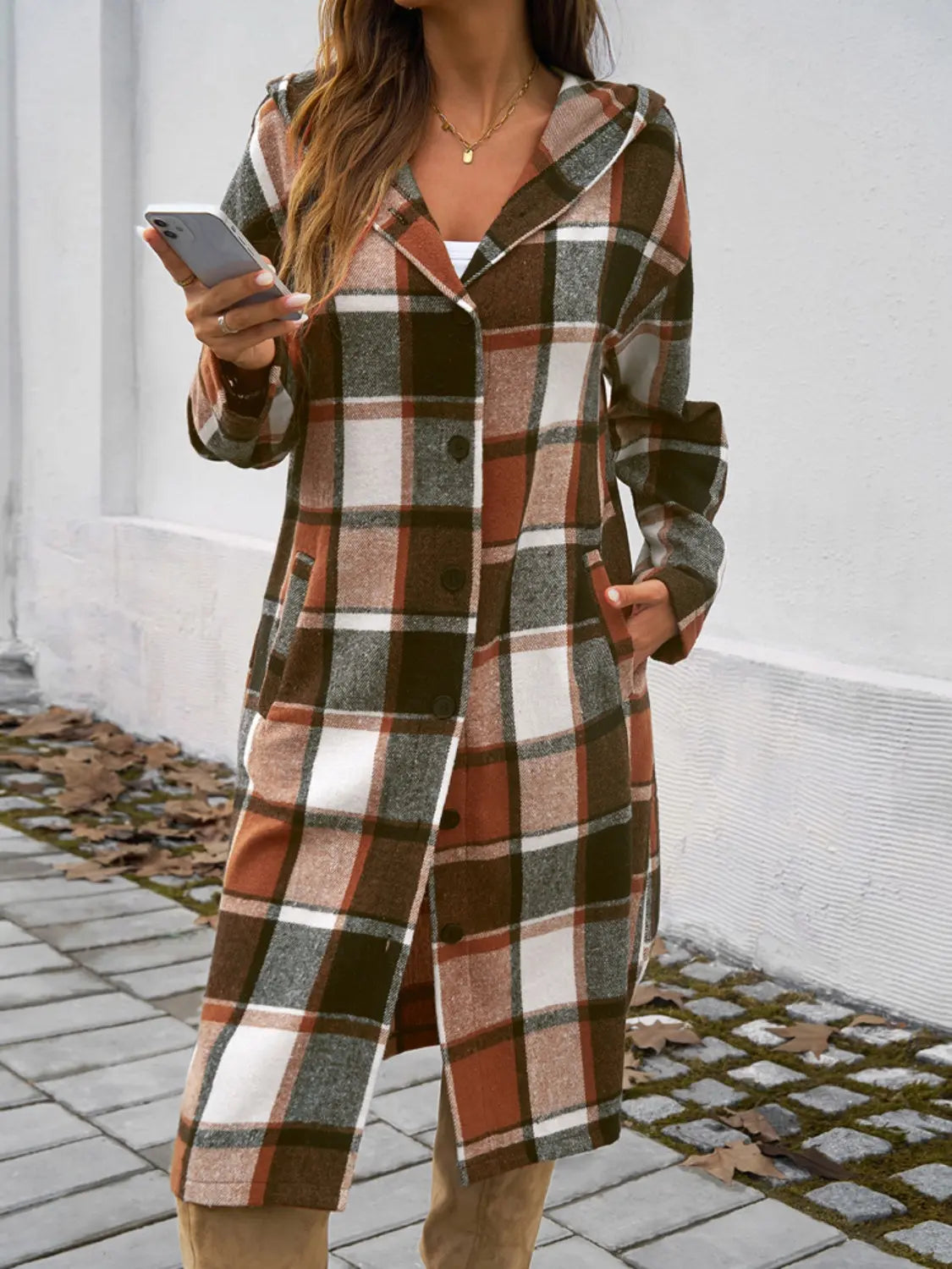 Stylish Plaid Long Sleeve Hooded Coat for Men & Women | Warm Winter Jacket for Outdoor Activities, Hiking & Casual Wear