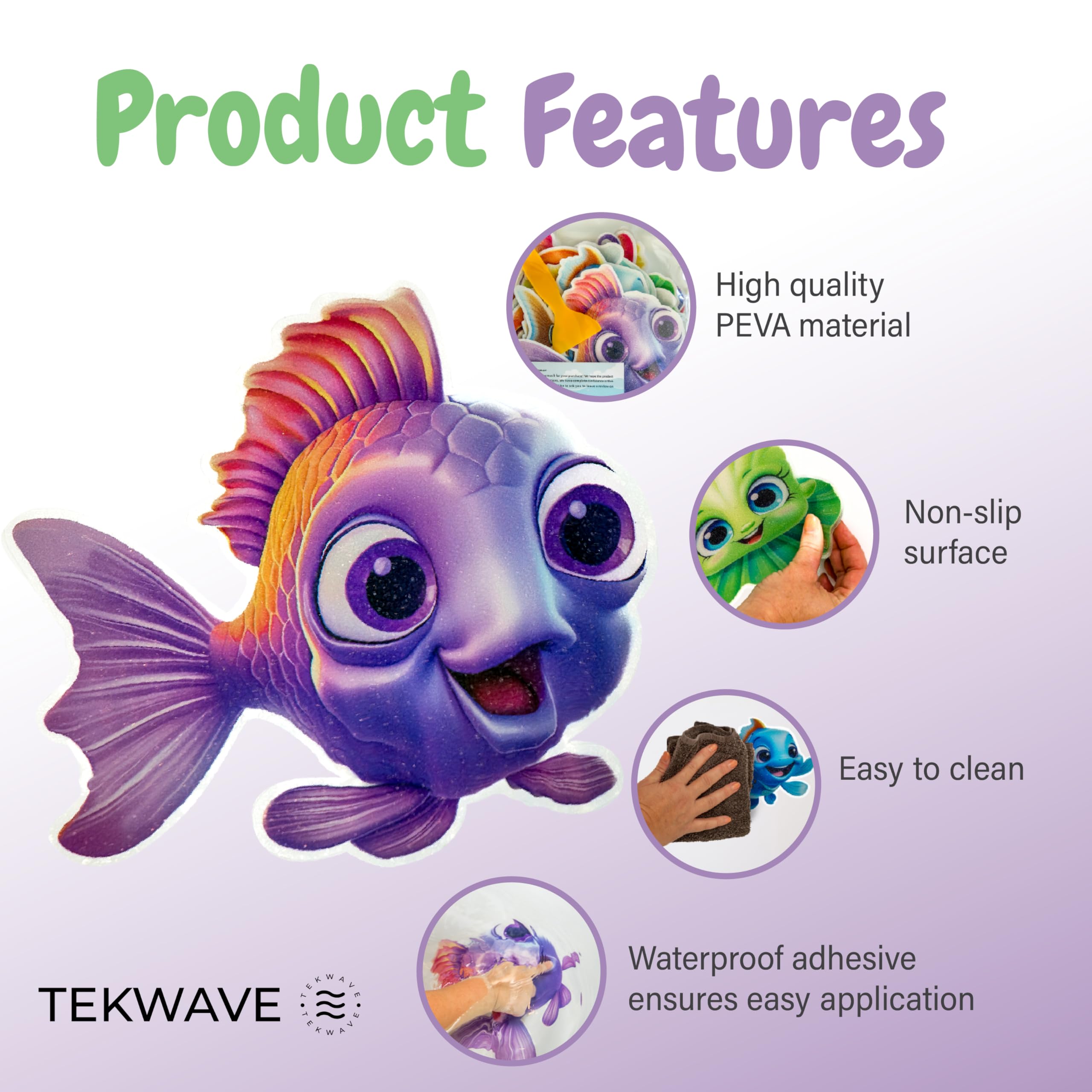 **TEKWAVE Non-Slip Bathtub Stickers for Kids & Toddlers - 20-Pack Anti-Slip Shower Decals with Adhesive Back & Scraper - Safe Bathroom Floor Stickers for Baby, Elderly & Pets - Perfect for Wet Showers, Tubs & Slippery Surfaces**