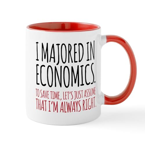 White/Red Inside - Majored In Economics Mugs