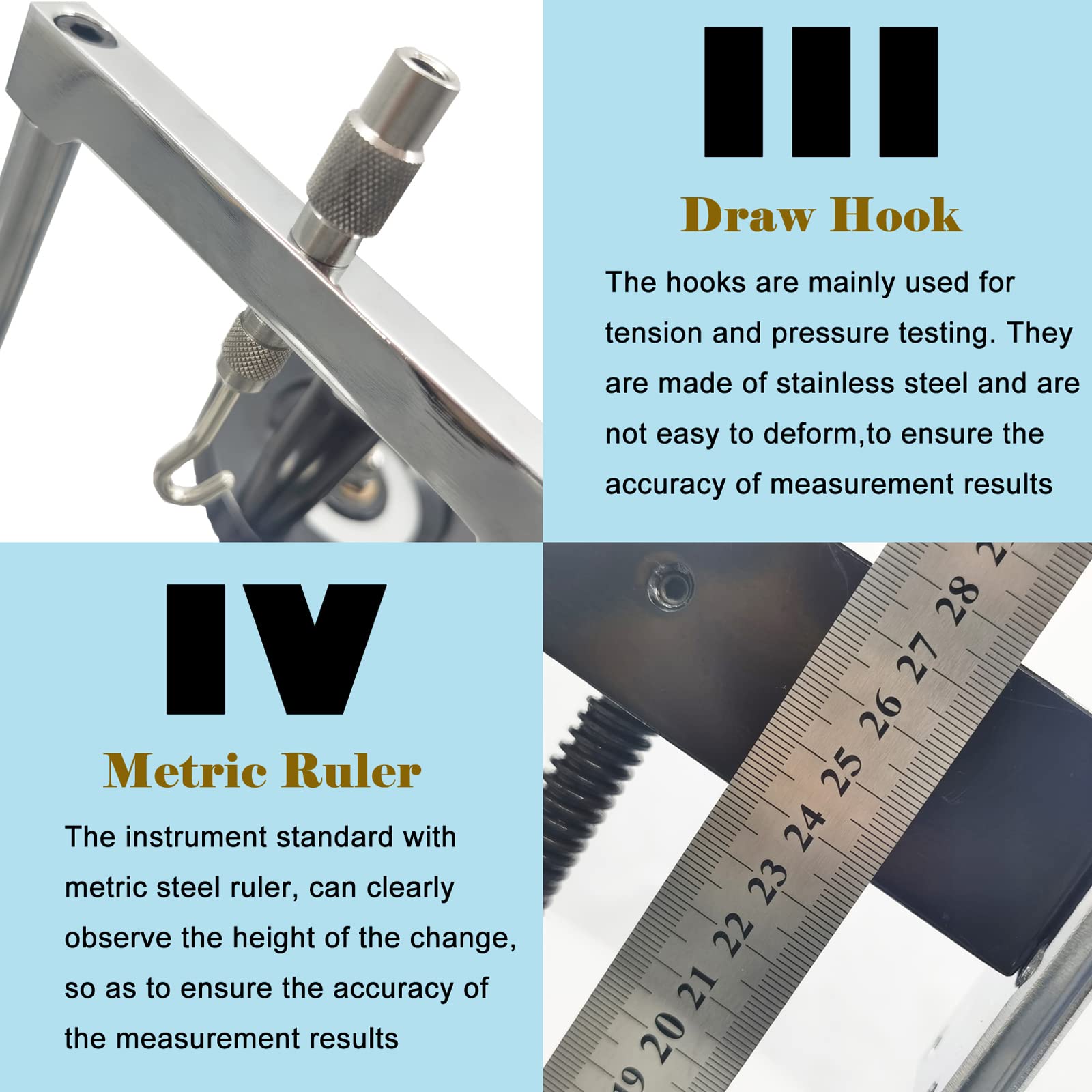 INTSUPERMAI 500N Push Pull Force Gauge Stand - Manual Tension Tester for Material Strength Testing | Perfect for Lab, Industrial & Quality Control Applications