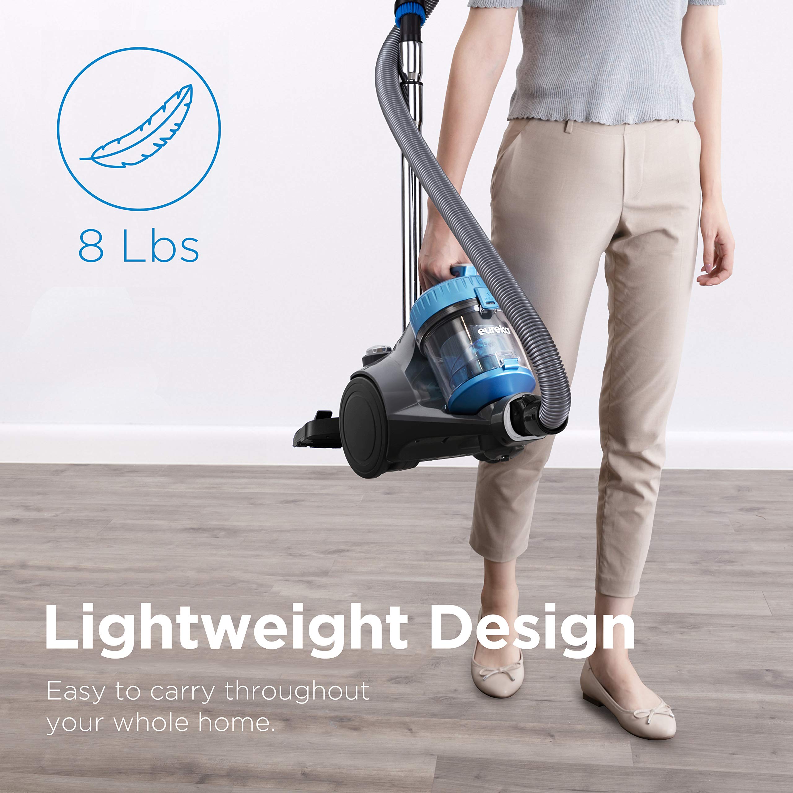 Eureka Whirlwind NEN110C 2.5L Bagless Canister Vacuum Cleaner - Lightweight, Large Capacity Dust Cup, Corded for Carpets & Hard Floors (Blue) - Perfect for Home Cleaning, Pet Hair Removal & Quick Pickups