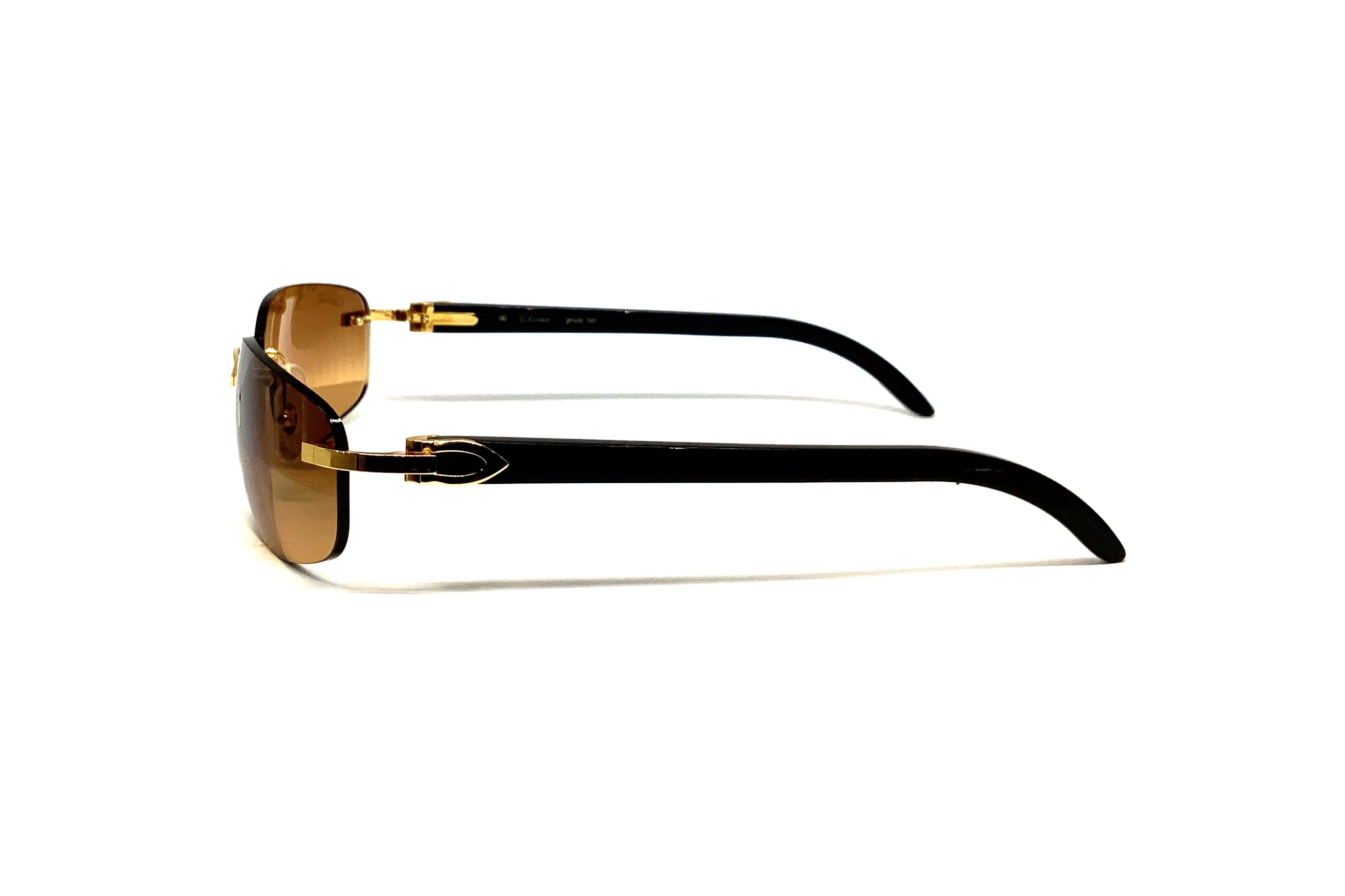 Cartier Trinity de Cartier CT0020RS Sunglasses - Black Buffalo Horn Frame with Brown Gradient Lenses | Luxury Unisex Eyewear for Fashion & Outdoor Protection