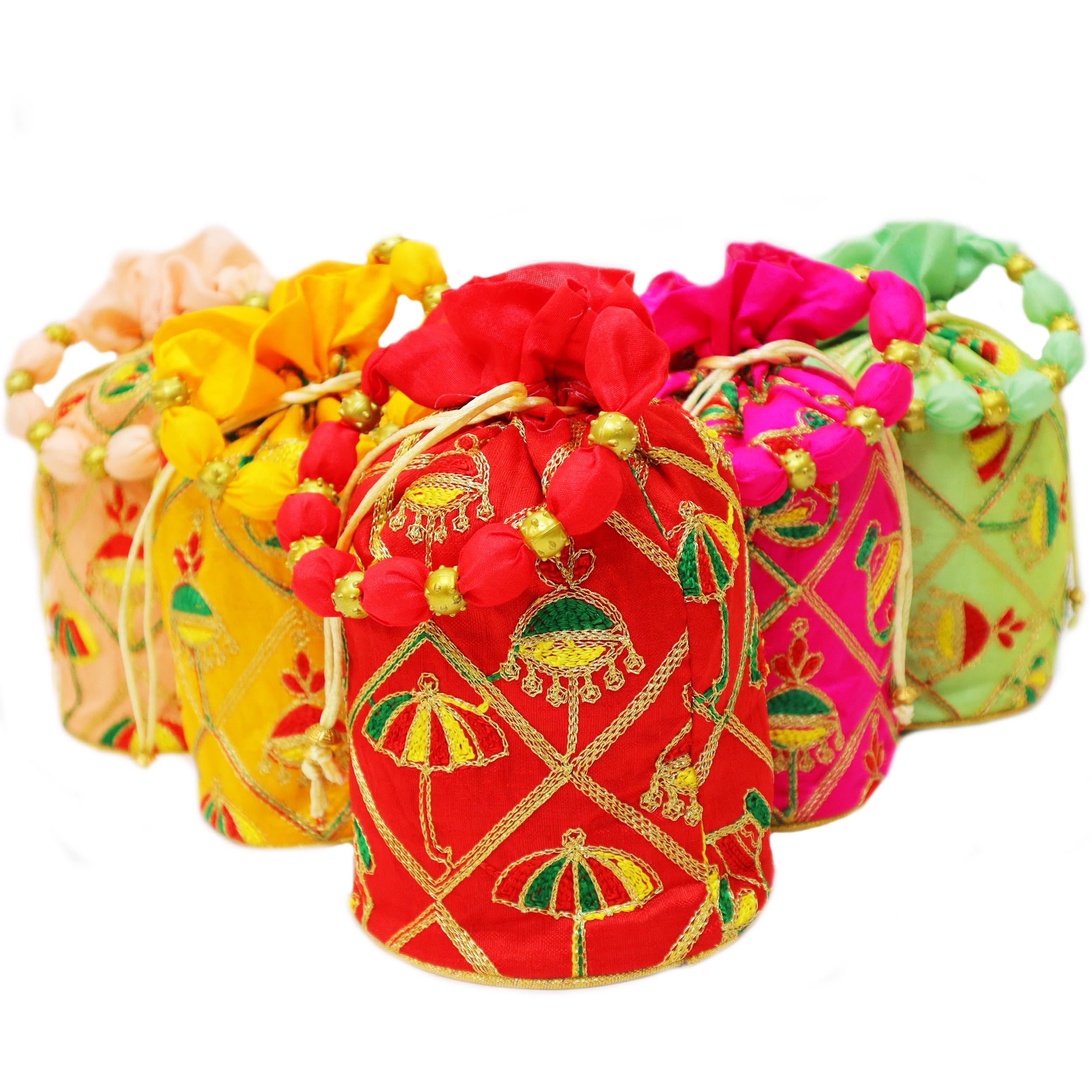 Trendy Jute Embroidery Umbrella Batua Bag for Women | Wedding Return Gift, Baby Shower, Evening Party | Ethnic Drawstring Potli Purse for Ladies & Girls | Perfect for Guest Gifting, Shagun & Ethnic Occasions | Handmade Boho Clutch for Special Events & Festive Celebrations