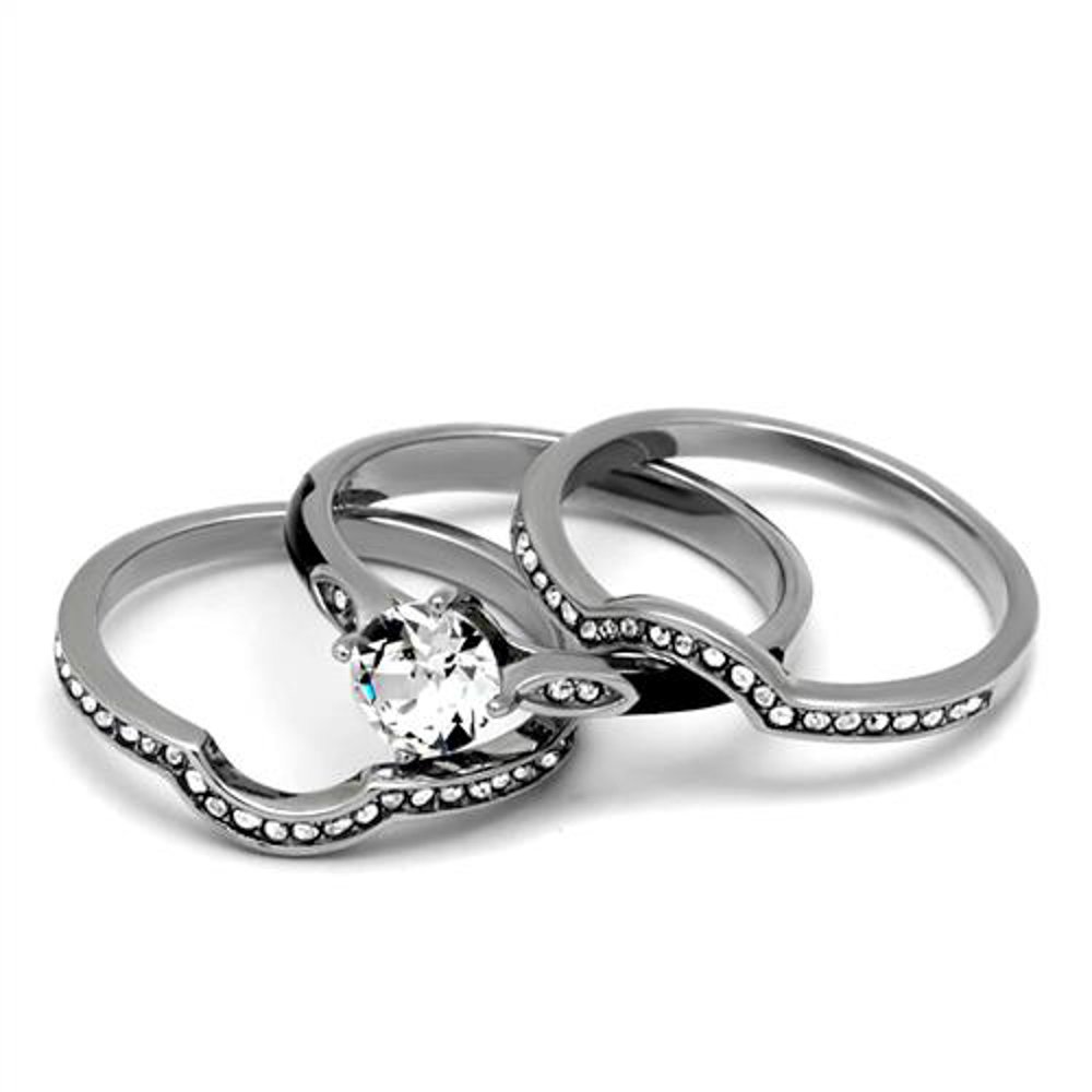 His & Her Wedding Ring Set - 4-Piece Stainless Steel & Titanium Bands for Couples