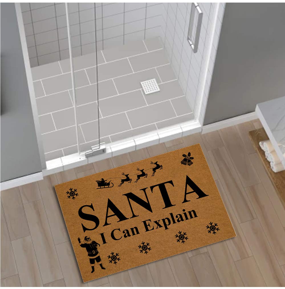 Funny Santa Doormat - 'I Can Explain' Non-Slip Front Door Mat, 30x18 Inch Felt Fabric Entrance Rug for Home, Porch & Balcony - Perfect Holiday Gift & Christmas Decoration