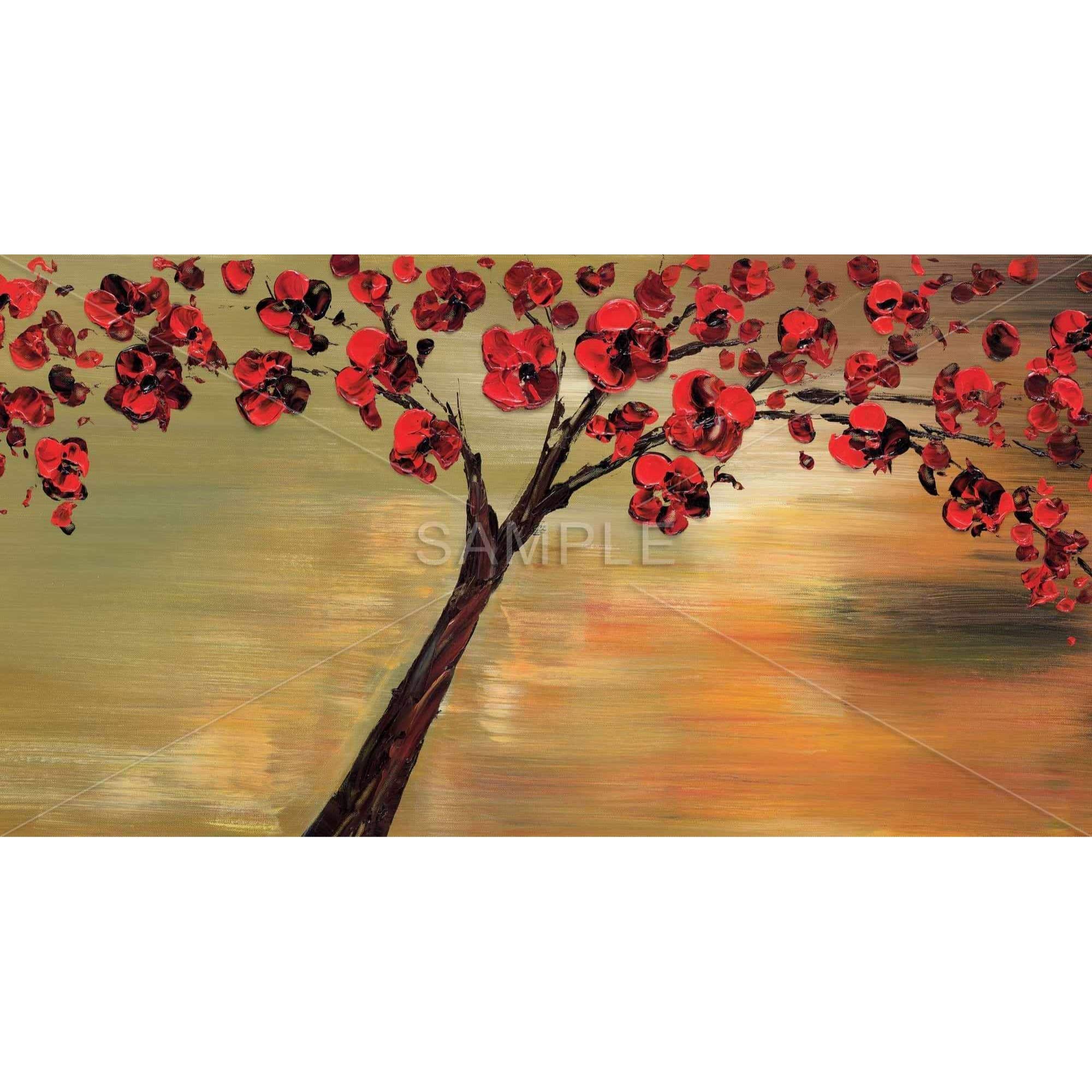 Beautiful Red Flowers Tree Canvas Print - Stunning Wall Art for Living Room, Bedroom & Office Decor