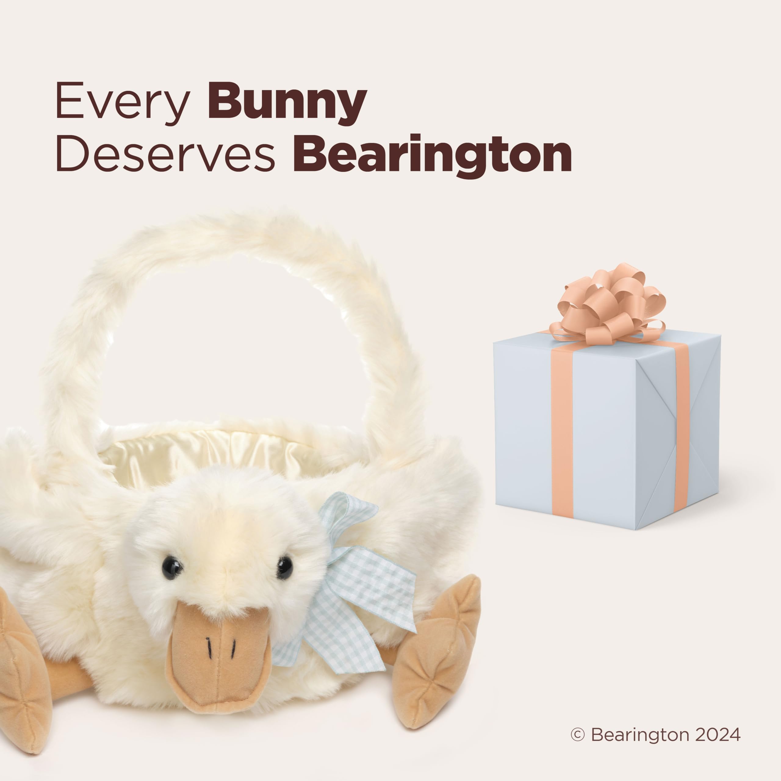 Bearington Quack The Yellow Duck Plush Easter Basket - 12 x 13 Inch Soft Stuffed Animal Baby Gift for Easter, Birthday & Nursery Decor - Perfect for Easter Egg Hunts, Baby Showers & Toddler Playtime