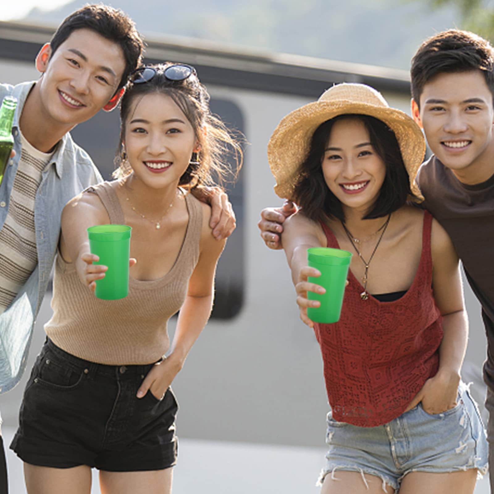 Fasmov 30 Pack 16 oz Clear Plastic Cups - Reusable Drink Tumblers for Parties, Weddings, Events & Marketing Promotions | Bulk Blank Tumblers for Beverages, Cocktails, Smoothies & Outdoor Gatherings