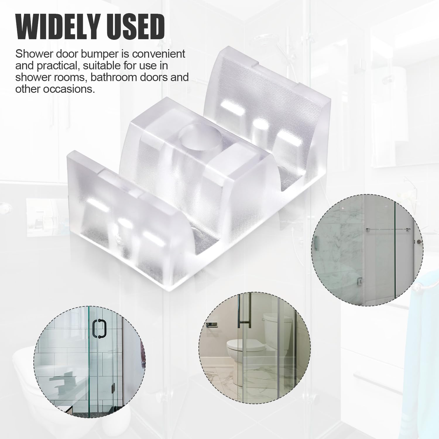 4-Pack Shower Door Bumpers - Anti-Collision Silicone Stoppers for Sliding Glass Shower Doors, Bottom Guide Assembly for Bathroom Safety - Perfect for Home, Hotel, and Spa Shower Room Protection