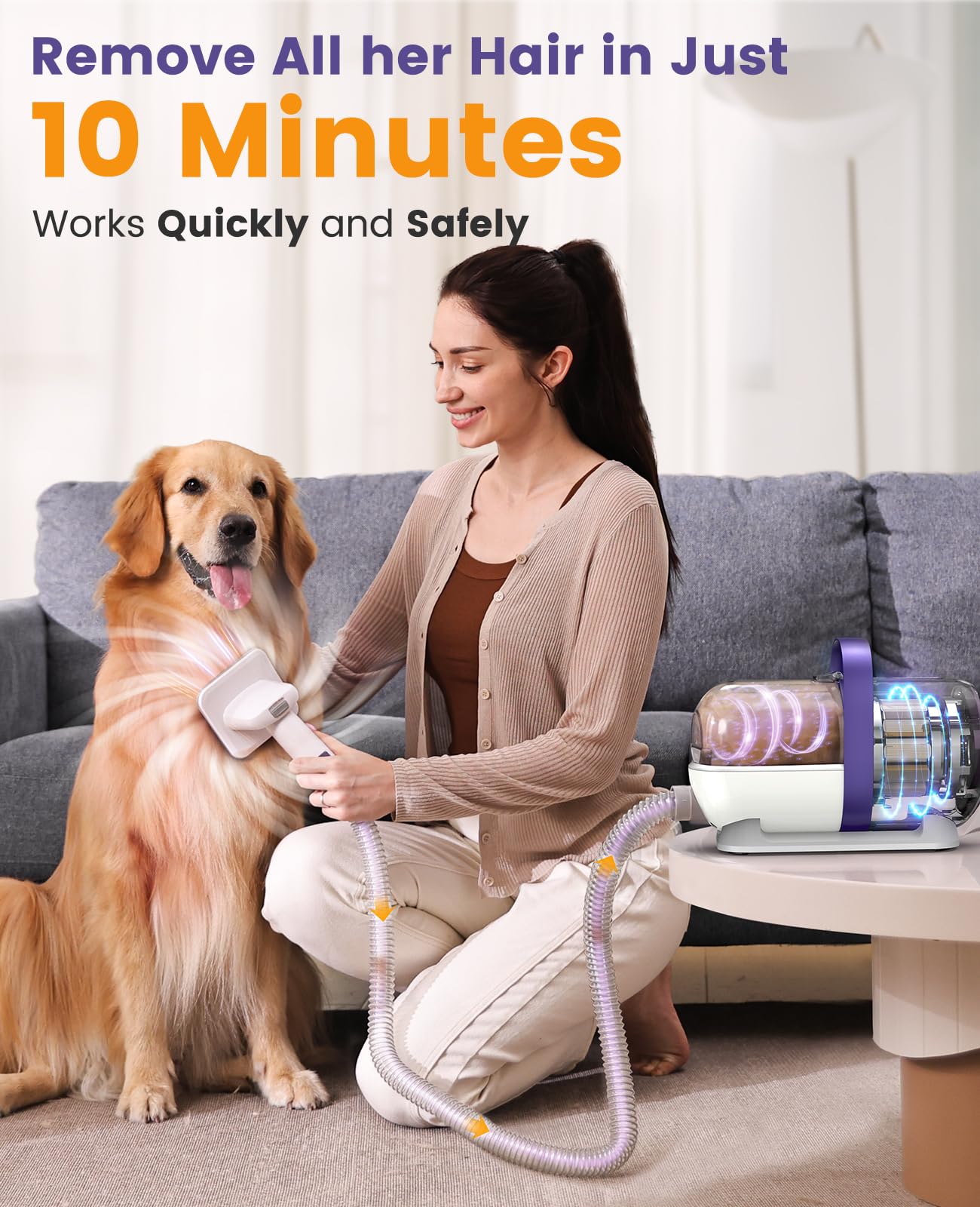 Oneisall Dog Grooming Vacuum Kit - 99% Pet Hair Suction, 4-in-1 Pet Grooming Brush & Vacuum with Attachments for Shedding Control - Perfect for Home Pet Grooming & Hair Removal on Furniture