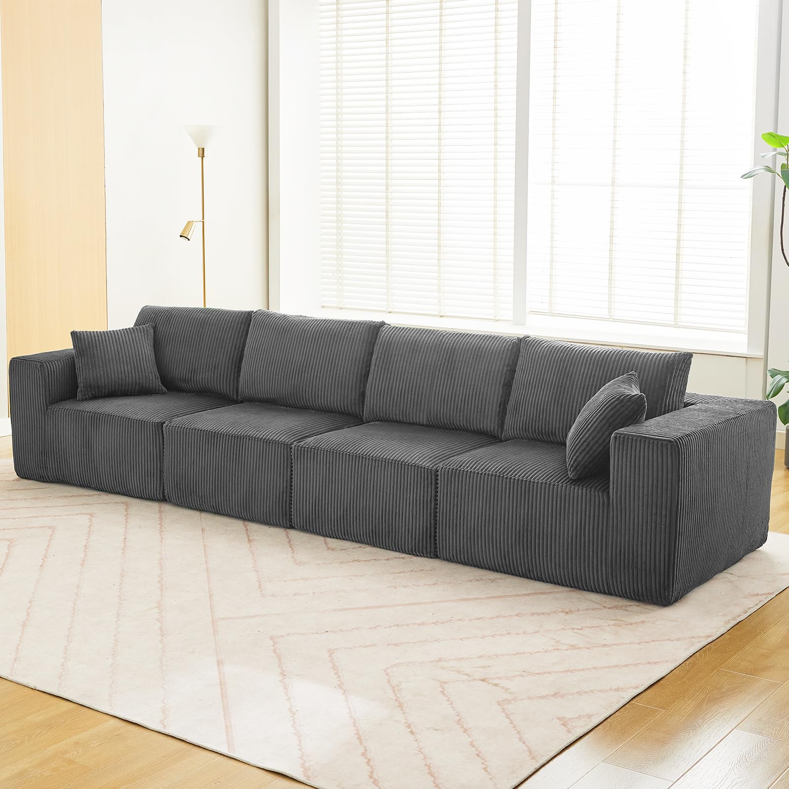 GARVEE 137 Modular Sectional Sofa - 4 Seater Convertible Sleeper Sofa with Chaise Lounge, Cloud-Like Comfort, Corduroy Fabric, No Assembly Required - Perfect for Living Room, Bedroom & Small Apartments | Modern Home Decor & Space-Saving Furniture Solution
