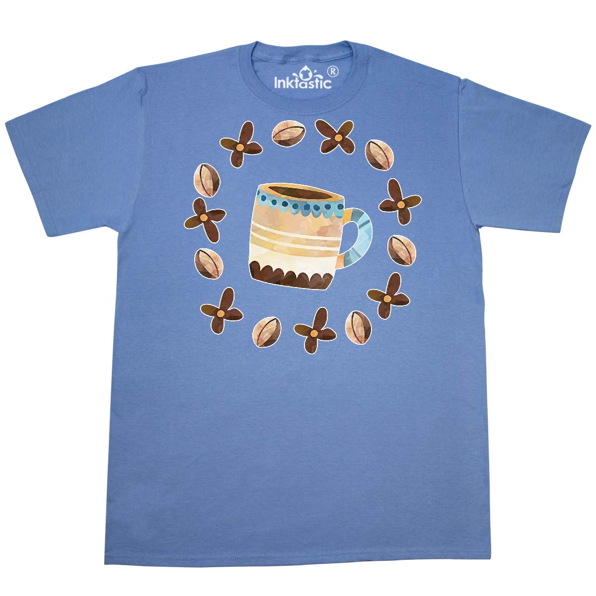 Inktastic Coffee Beans Flower Circle Coffee Cup Graphic T-Shirt - Perfect for Coffee Lovers & Baristas, Casual Wear & Gifts
