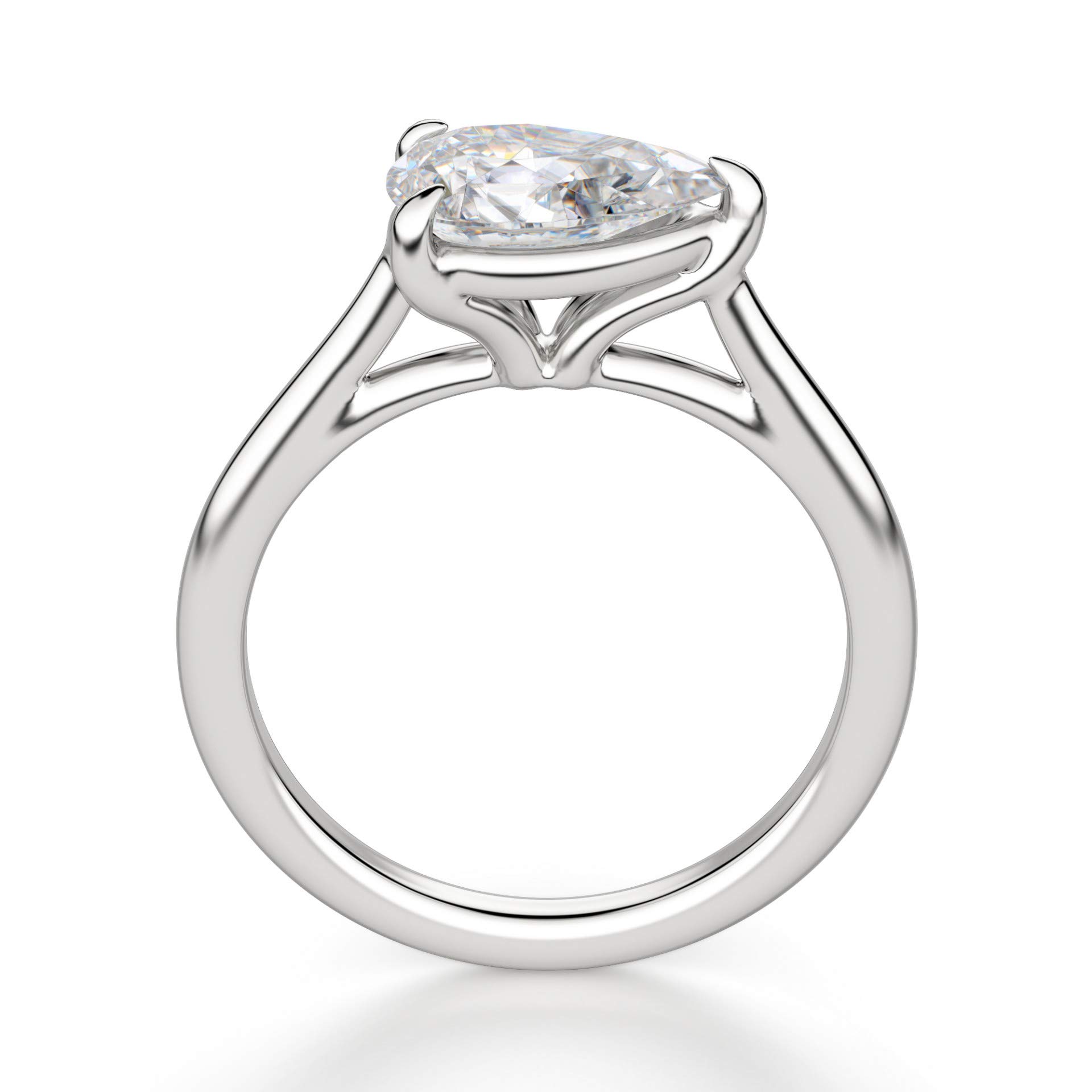 East West Classic Trellis Ring - 2.02CT Pear Cut VVS1 Colorless Moissanite Diamond in 925 Sterling Silver | Promise Ring, Engagement Ring, Wedding Gift for Her | Perfect for Anniversaries, Proposals & Special Occasions