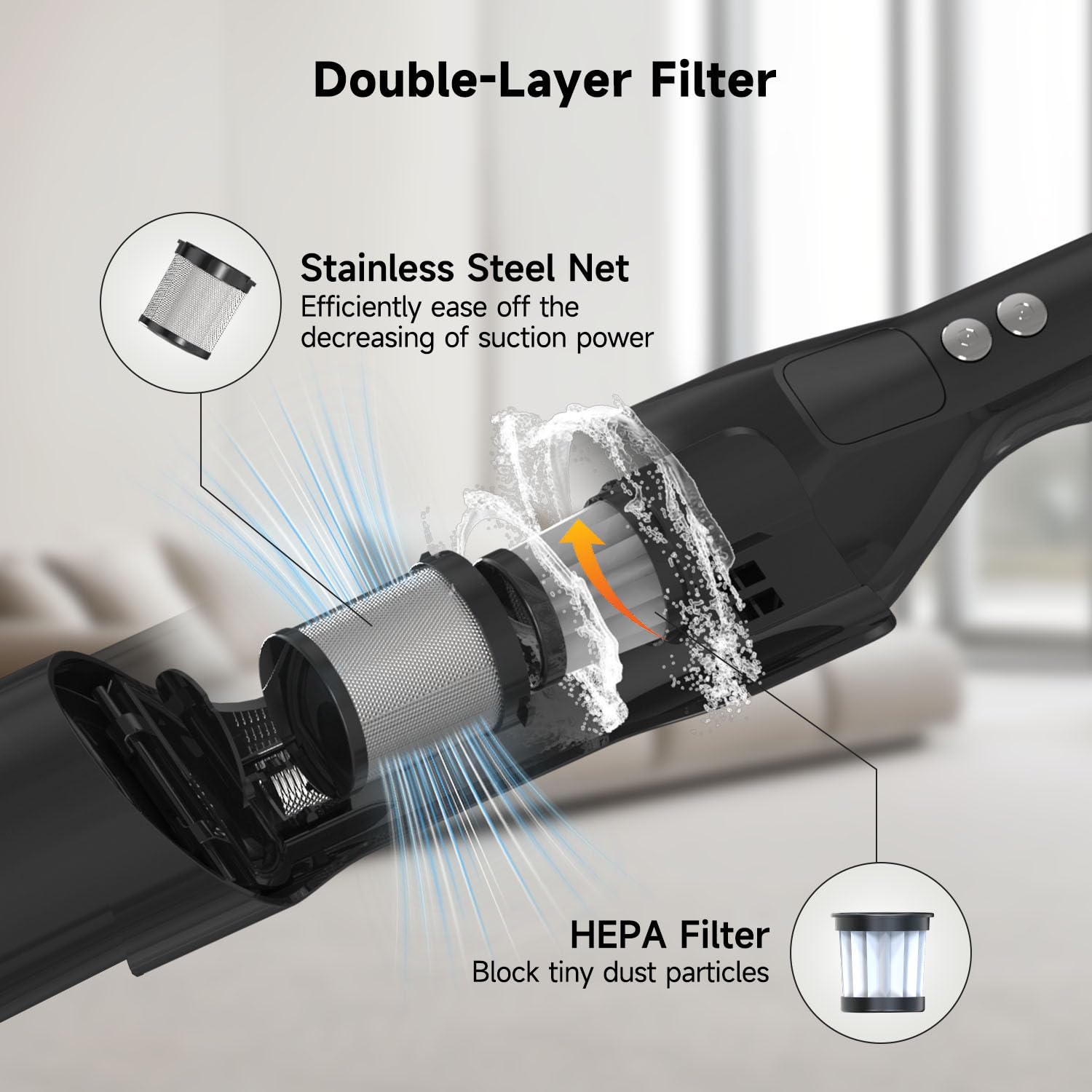 Cordless Handheld Vacuum 20KPa - Lightweight Portable for Home, Car & Pet Hair