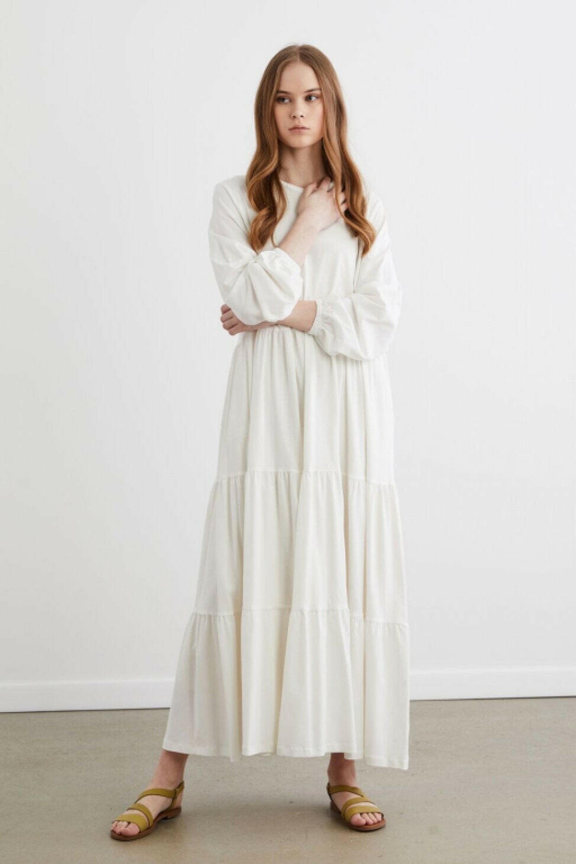 Shirley Cotton Maxi Dress with Long Sleeves - Comfortable & Stylish Women's Summer Dress for Beach, Vacation, and Casual Outings