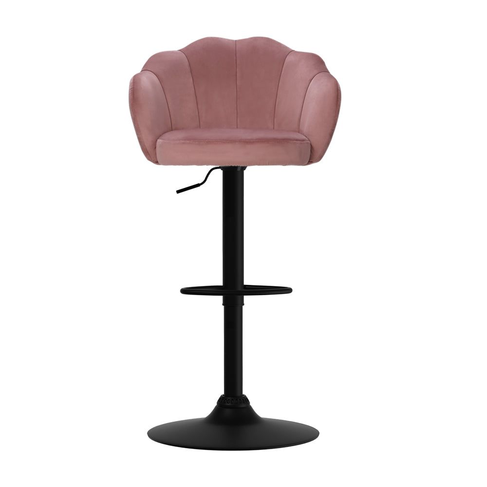 2-Pack Adjustable Height Velvet Pink Bar Stools with Gas Lift Mechanism - Perfect for Kitchen Islands, Breakfast Bars, and Home Decor