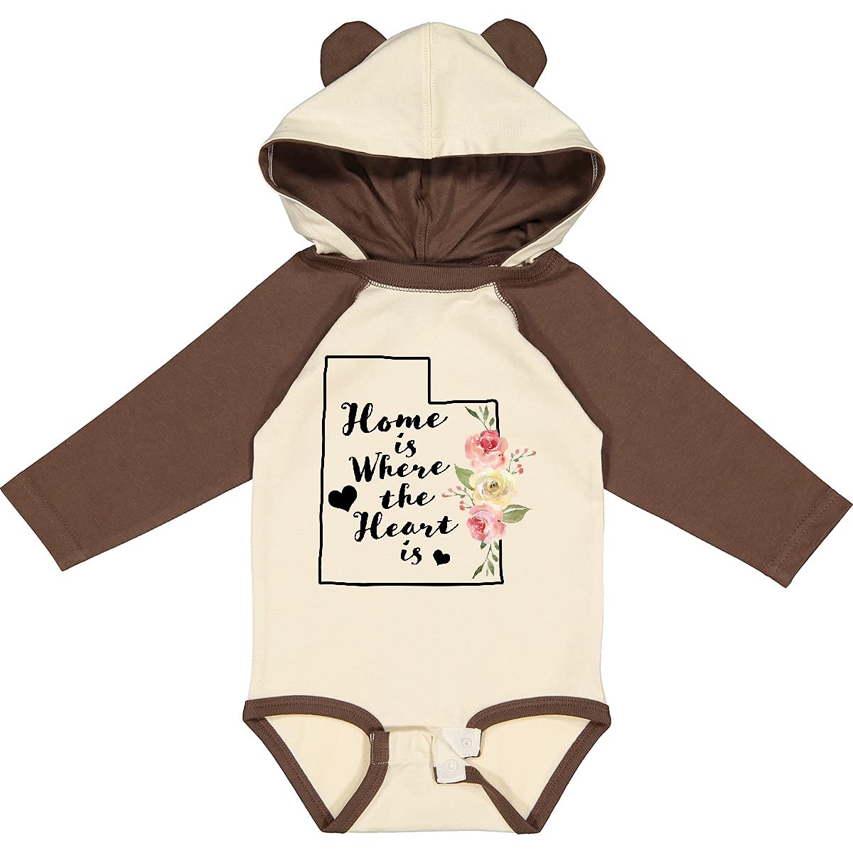 Inktastic Utah Home is Where The Heart is Watercolor Long Sleeve Baby Bodysuit - Soft Cotton Onesie for Newborns & Infants - Perfect for Family Photos, Holidays & Everyday Wear