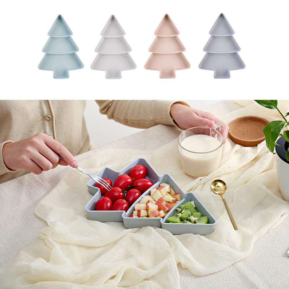 Christmas Tree Serving Platter - Pink Plastic Appetizer Tray for Snacks & Candy - Holiday Party Dinnerware for Festive Gatherings